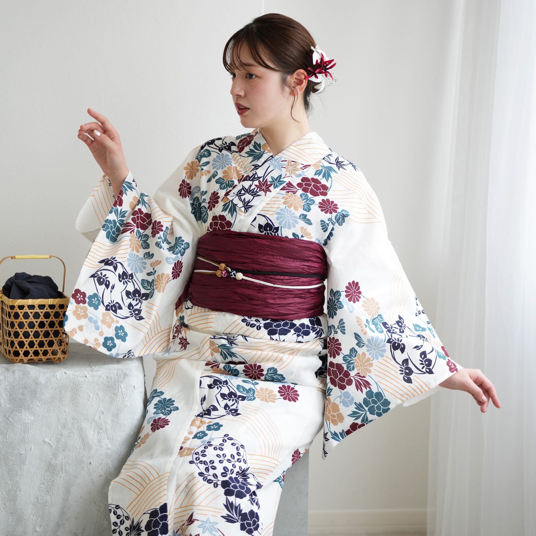 utatane 浴衣 レディース セット 高級変わり織 浴衣3点セット