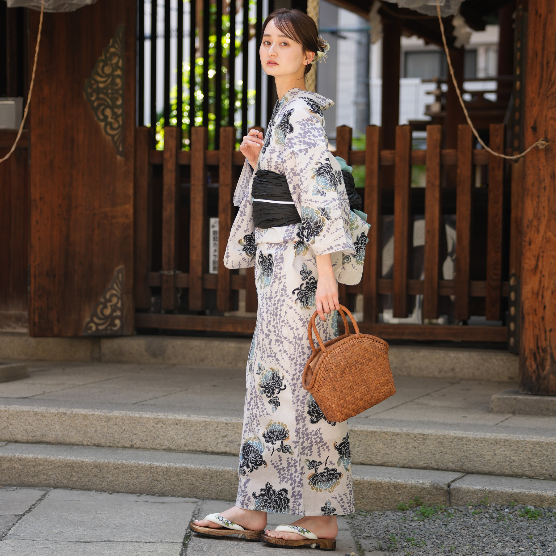 utatane 浴衣 レディース セット 高級変わり織 浴衣3点セット 黒