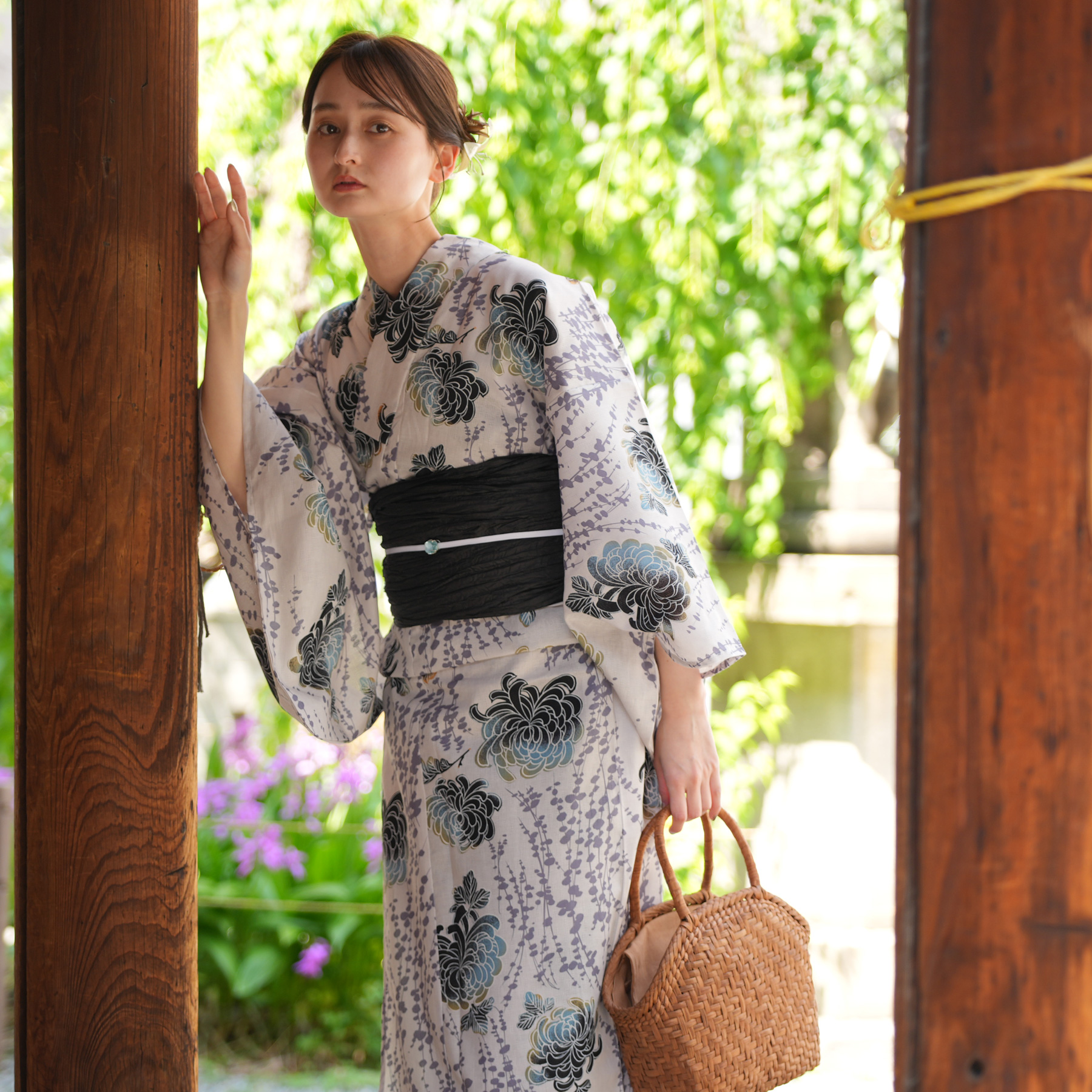utatane 浴衣 レディース セット 高級変わり織 浴衣3点セット 黒