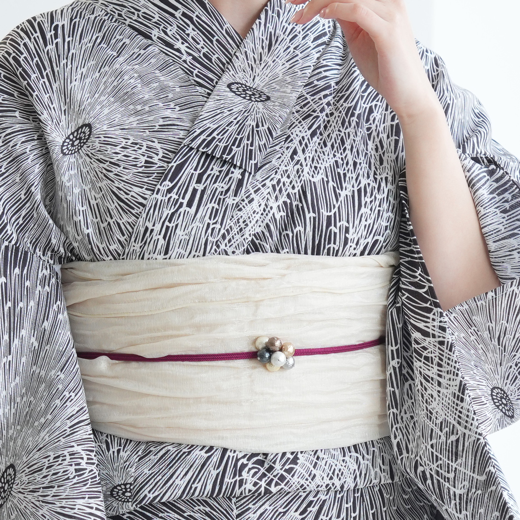 utatane 浴衣 レディース セット 高級変わり織 浴衣3点セット 紫