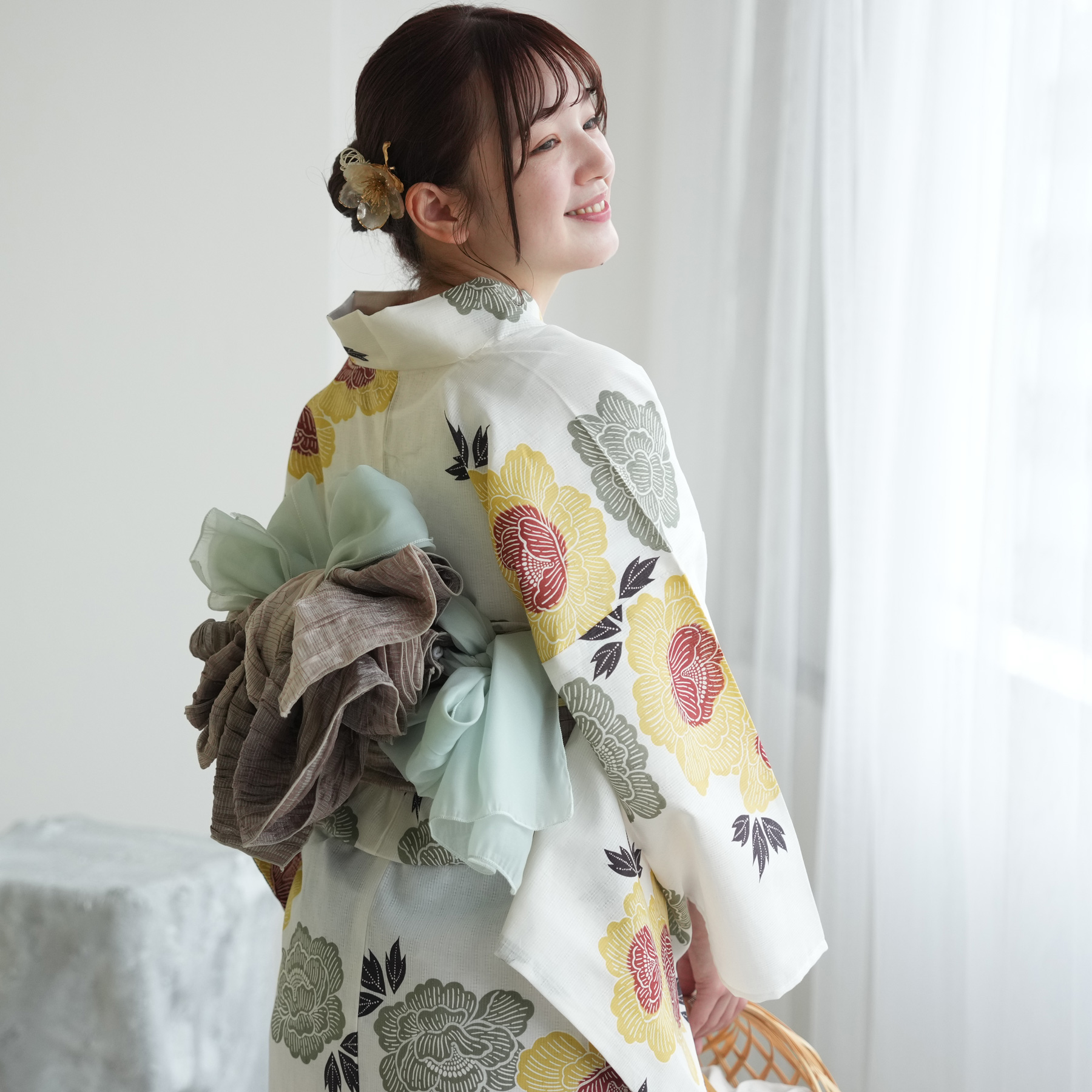 utatane 浴衣 レディース セット 高級変わり織 浴衣3点セット くちなし