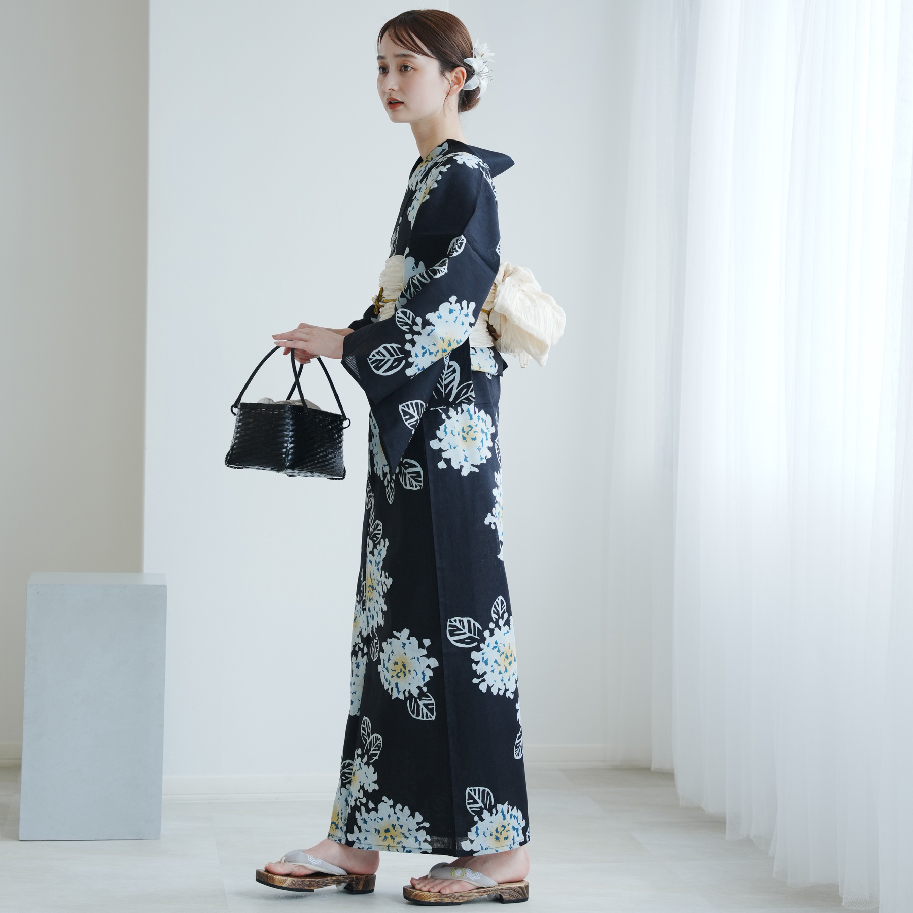 浴衣　utatane utatane｜utatane/(W)浴衣3点セット 綿麻 水色の朝顔 | Rakuten