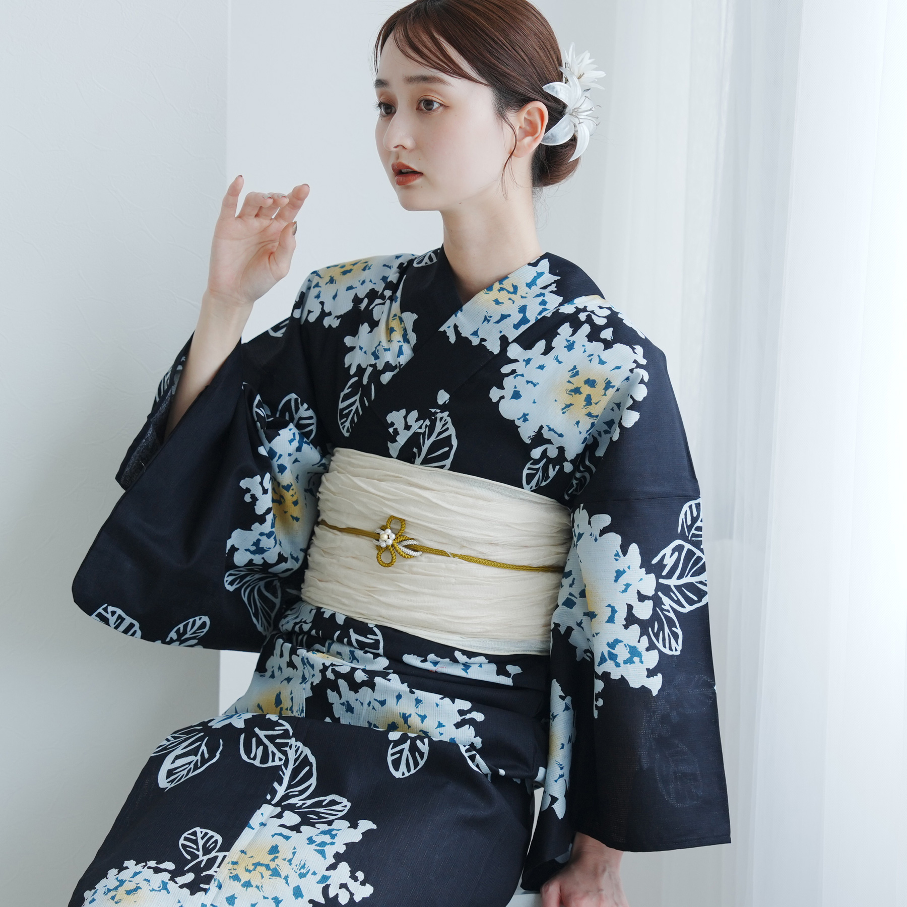 utatane 浴衣　花柄 utatane 浴衣 紫陽花柄 レディース