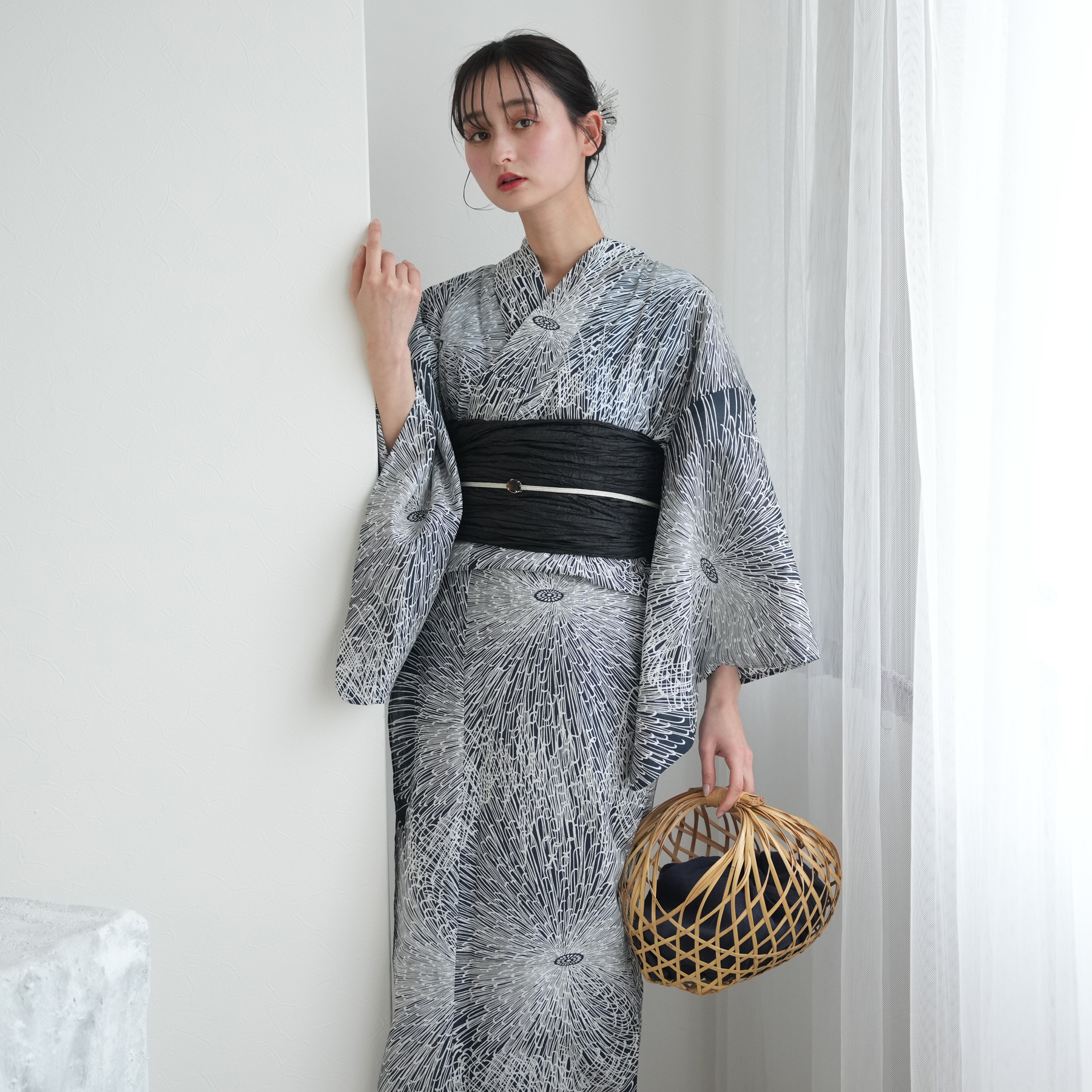 utatane 浴衣 レディース セット 高級変わり織 浴衣3点セット 鉄