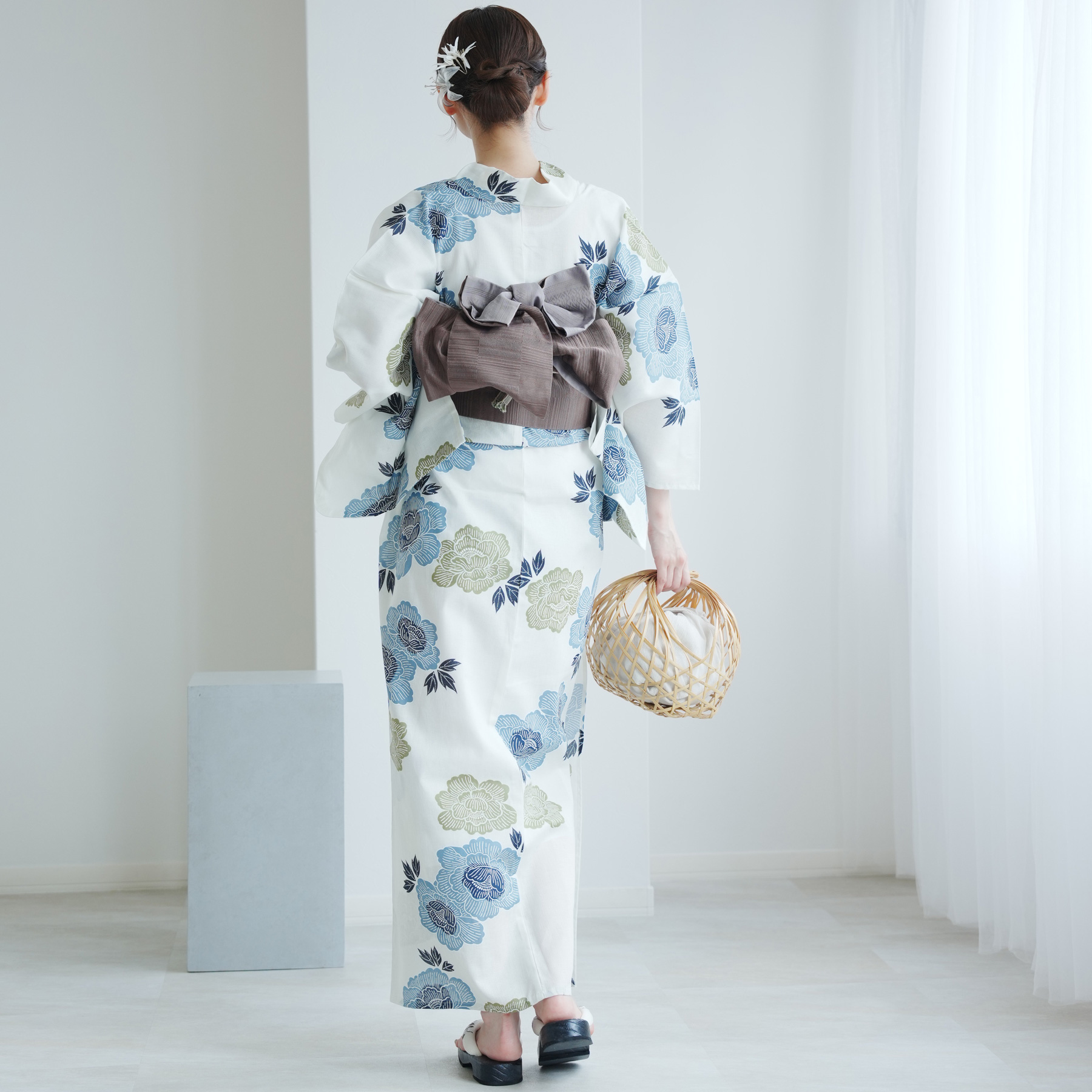utatane  浴衣・帯セット 楽天市場】【utatane 高級変わり織 浴衣3点セット 鈍ミントに糸