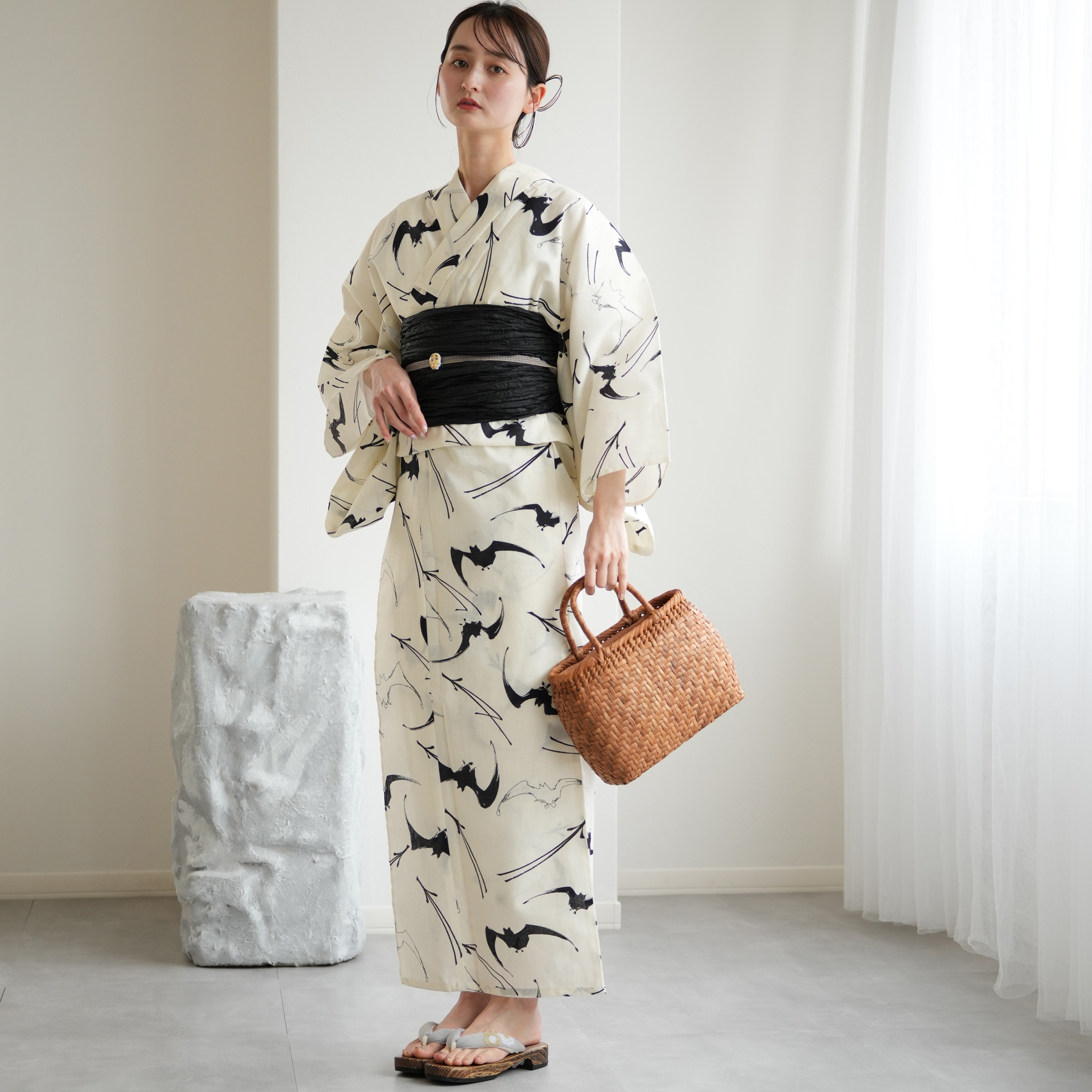 【新品・未使用】浴衣 3点セット 浴衣 レディース セット ニコアンティーク 高級変わり織 浴衣3点