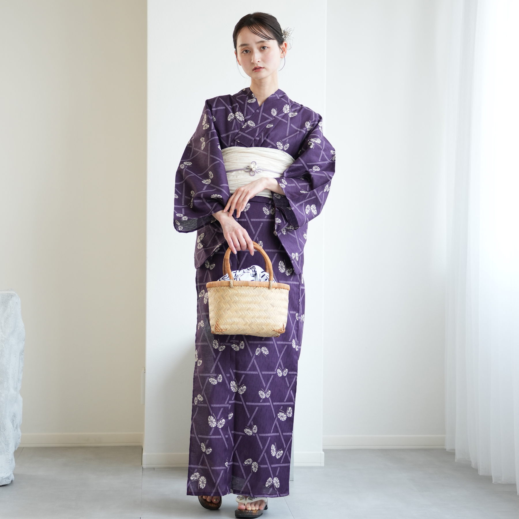 浴衣 レディース セット トールサイズ ニコアンティーク 高級変わり織