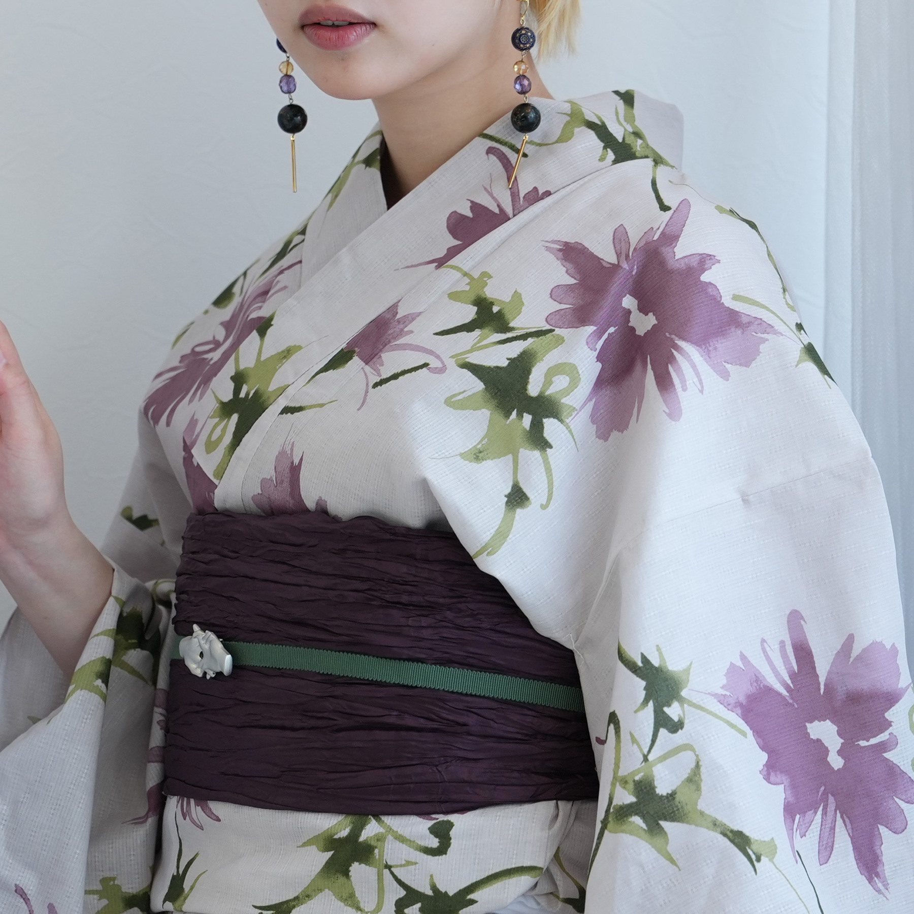 浴衣 レディース セット ニコアンティーク 高級変わり織 浴衣3点セット