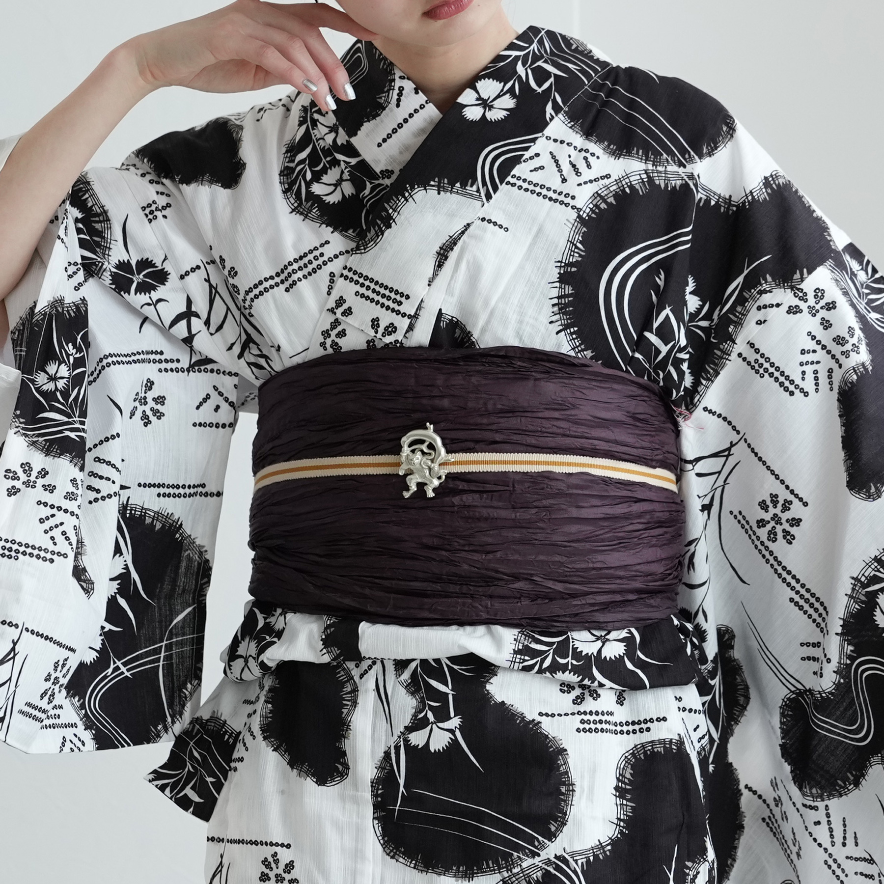 utatane 浴衣 レディース セット 高級変わり織 浴衣3点セット 白地に