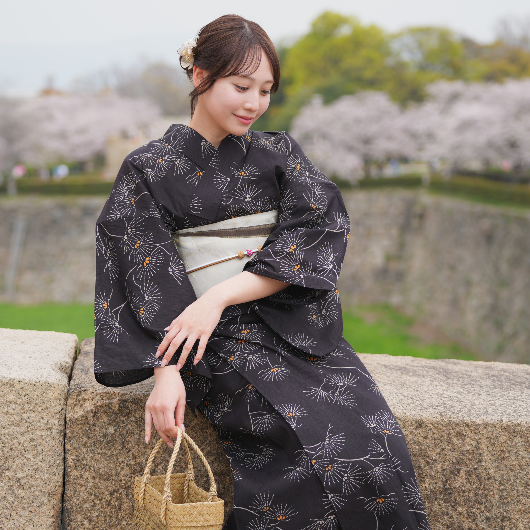 ち*✿様 新品　utatane レディース浴衣　帯　下駄セット　Sサイズ　グレー utatane レディース浴衣 帯 下駄セット Sサイズ グレー シック