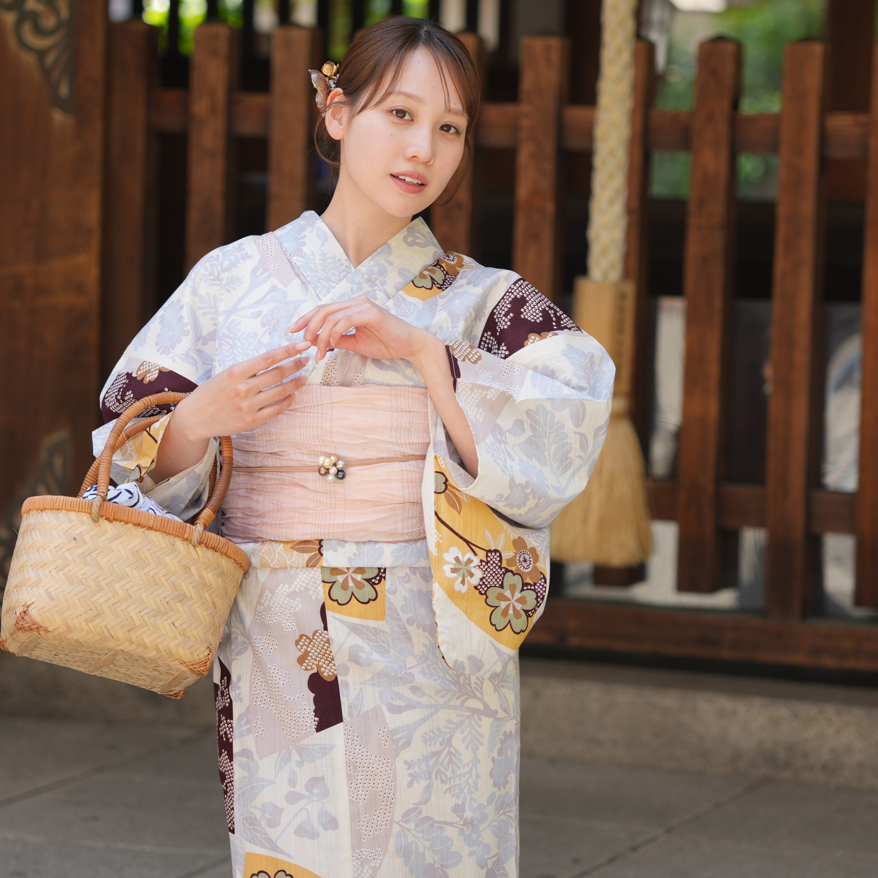 utatane 浴衣 レディース セット 高級変わり織 浴衣3点セット 山吹色の