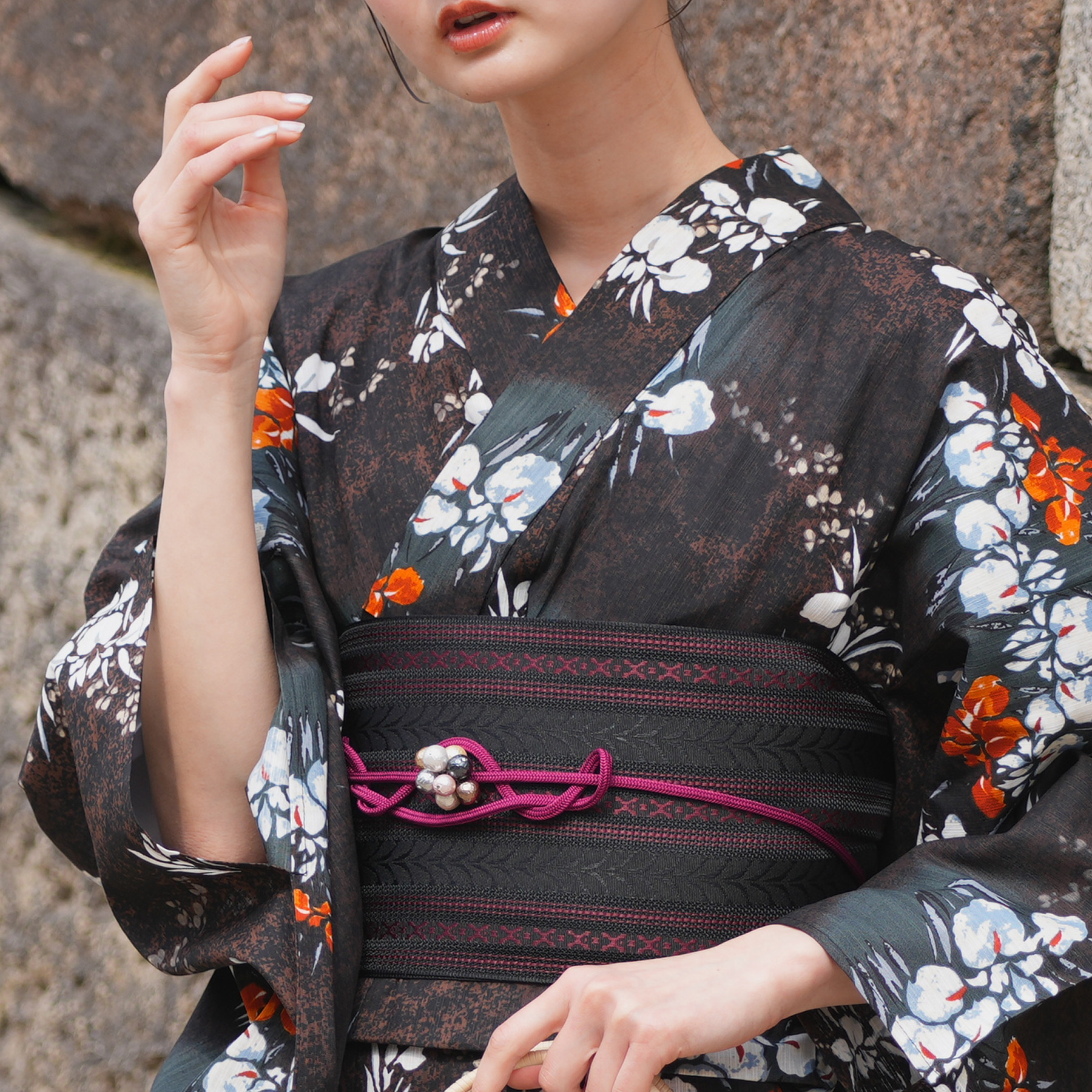 utatane 浴衣 レディース セット 高級変わり織 浴衣3点セット 錆紺に