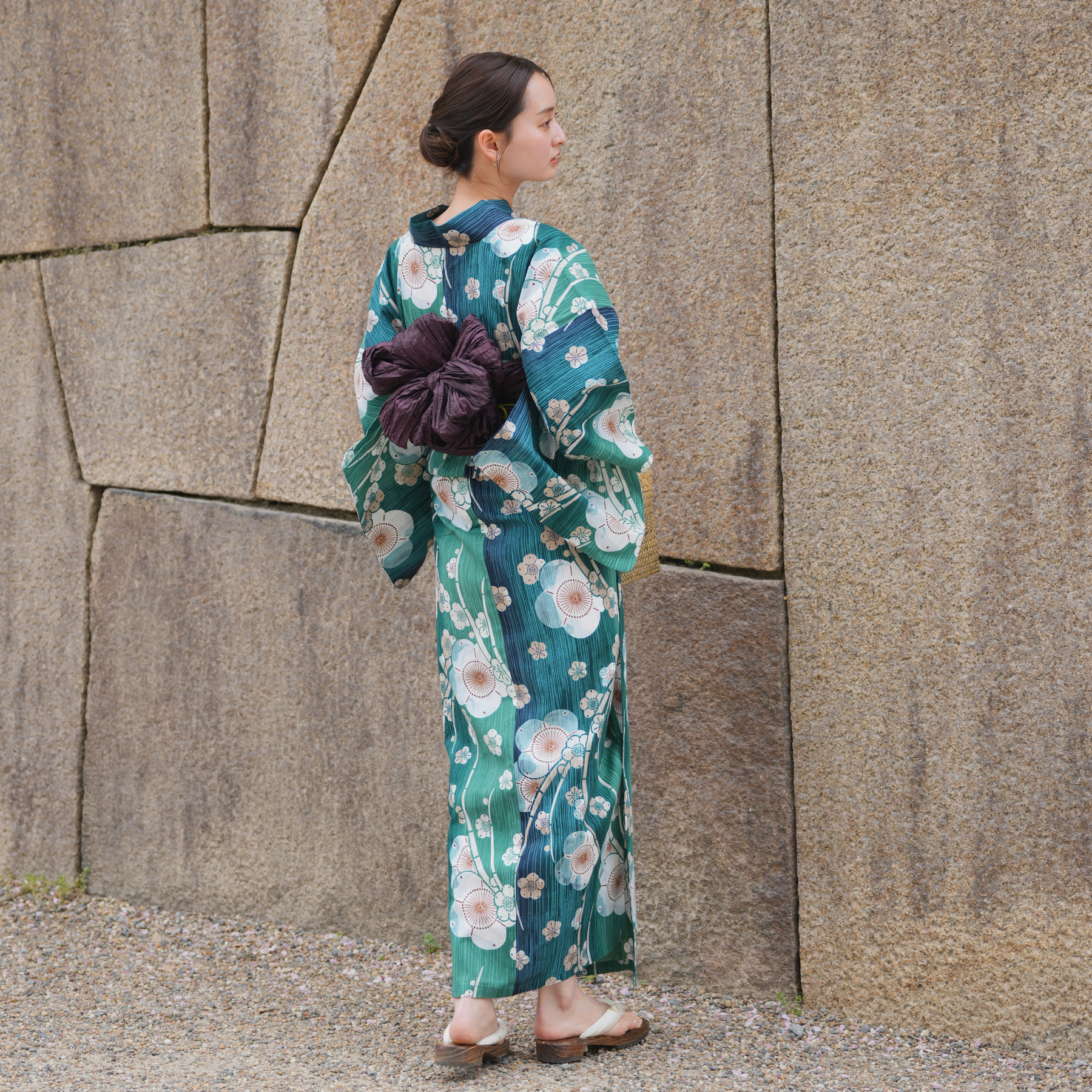 utatane 浴衣 レディース セット 浴衣3点セット かすれ緑ぼかしの梅
