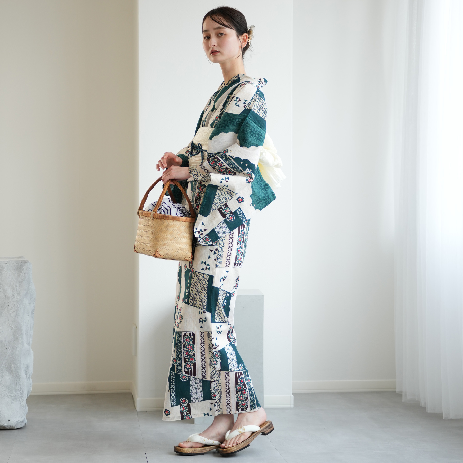 買い誠実 浴衣 レディース セット ニコアンティーク 高級変わり織 浴衣3点 着物・浴衣