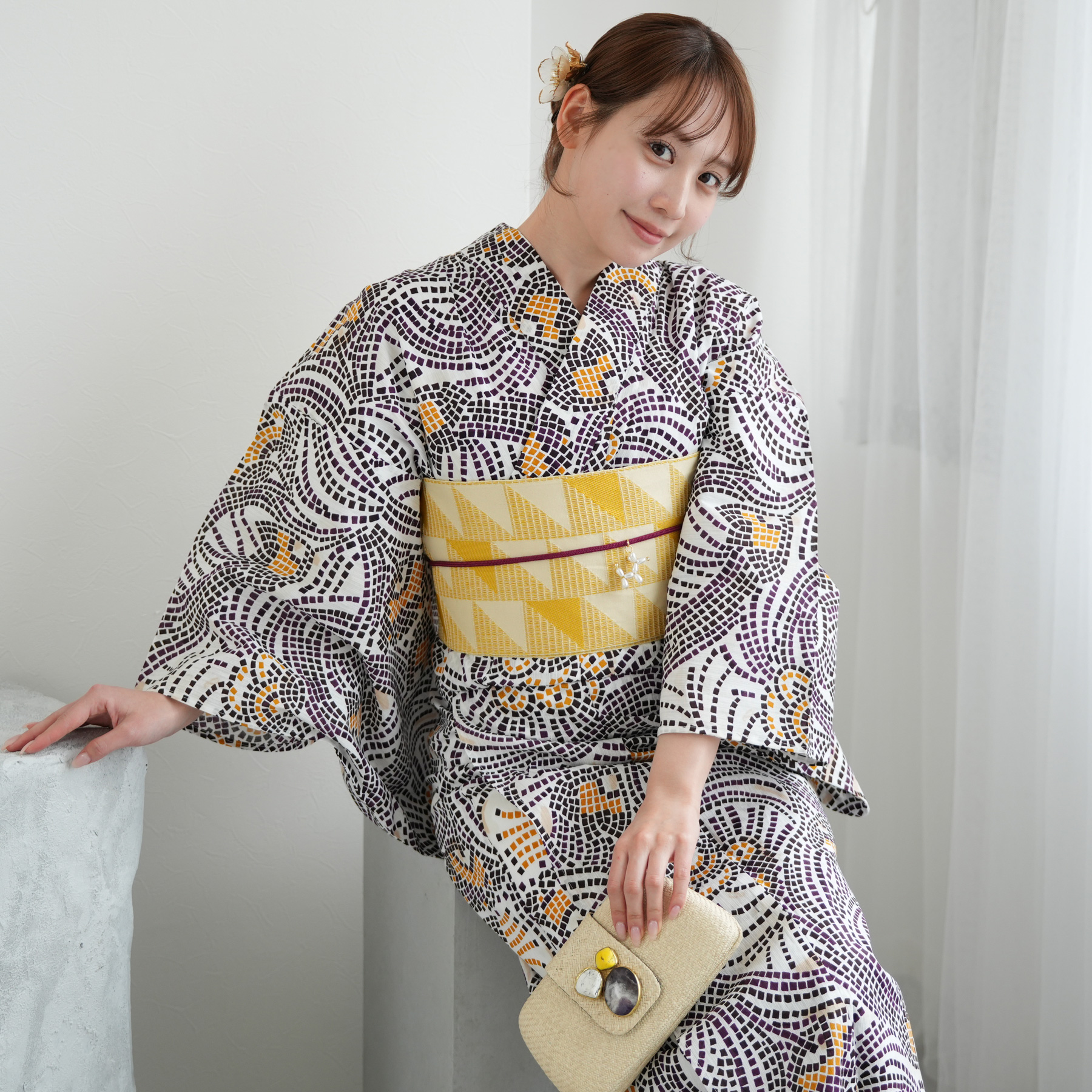 浴衣 レディース セット ニコアンティーク 高級変わり織 浴衣3点