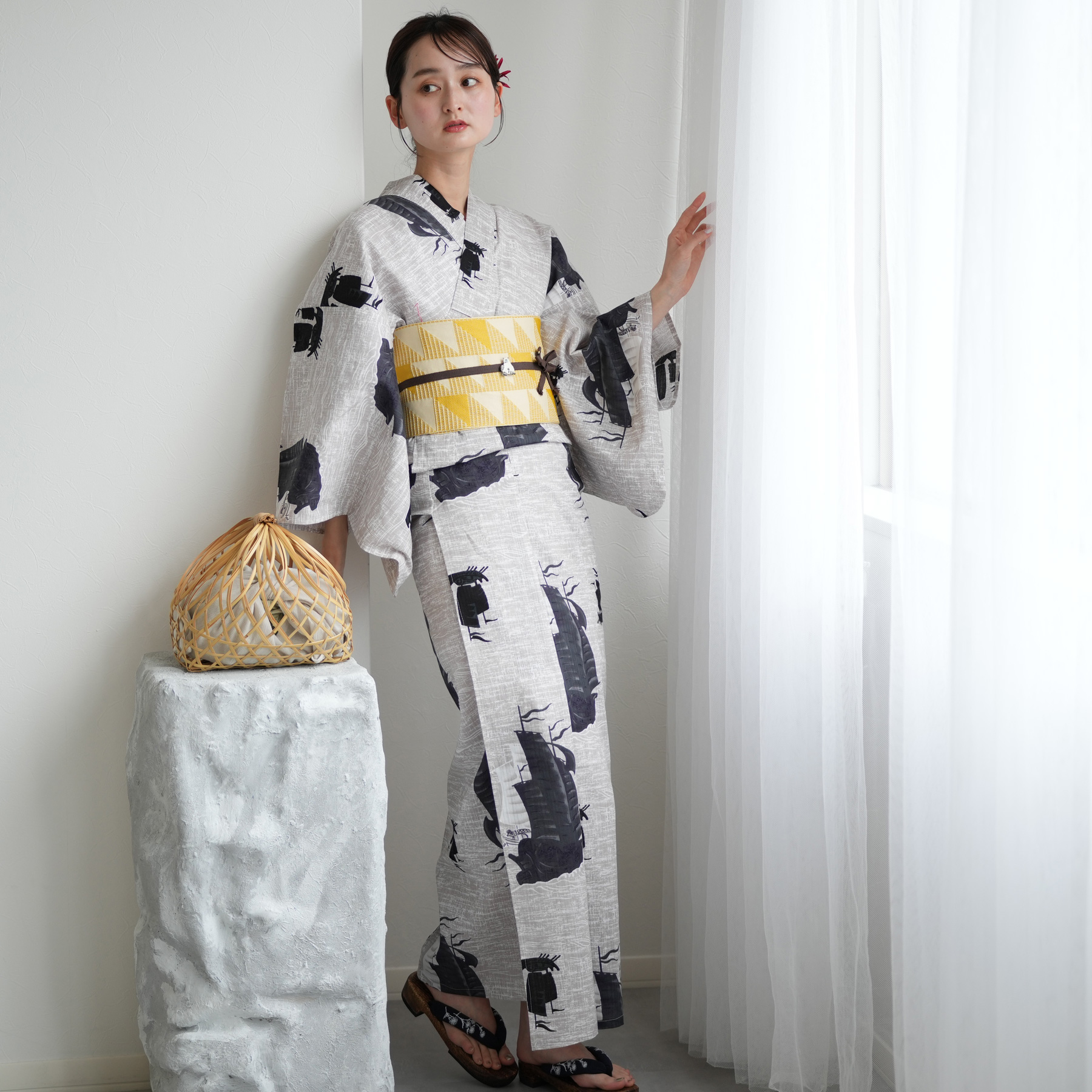 浴衣 レディース セット ニコアンティーク 高級変わり織 浴衣3点