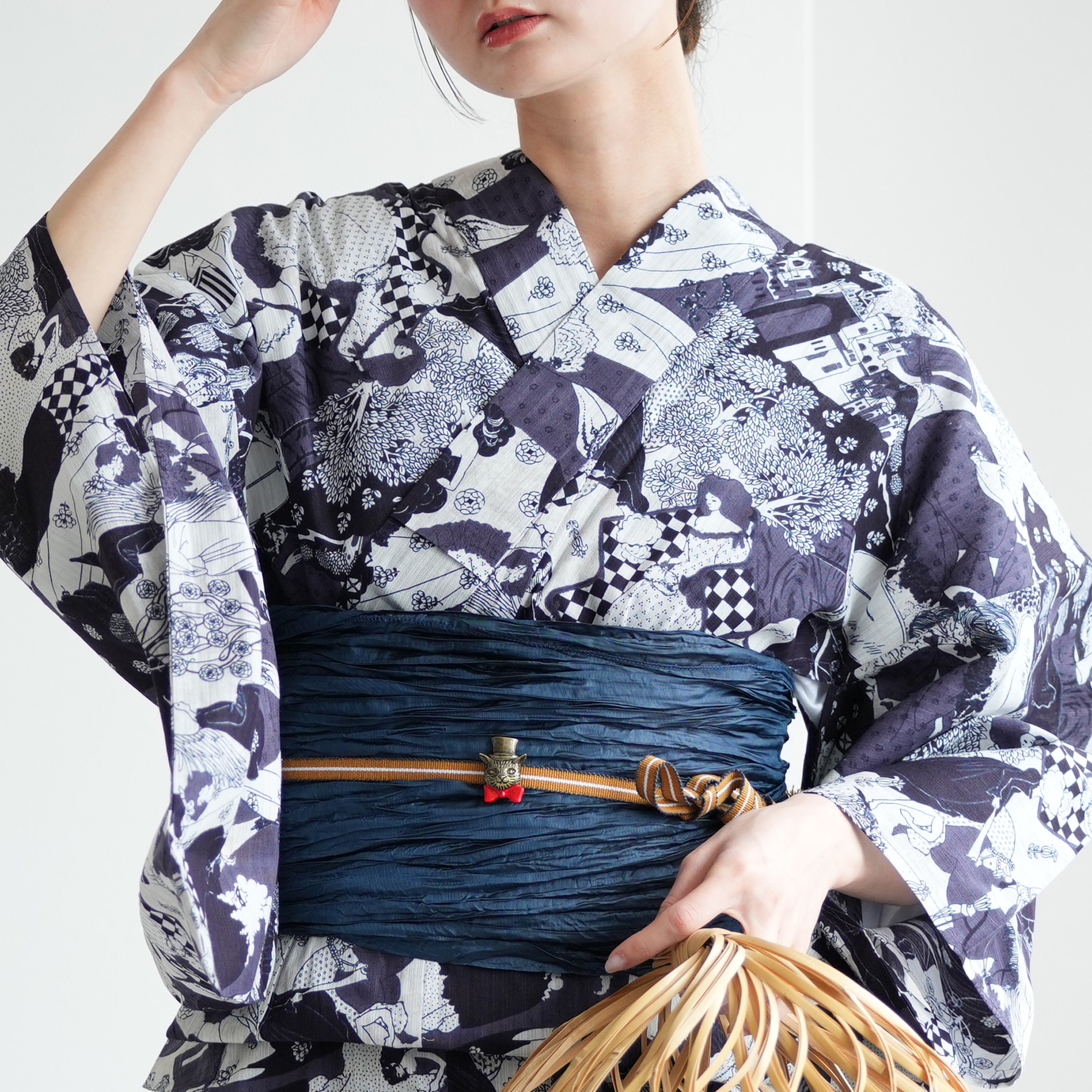 浴衣 レディース セット ニコアンティーク 高級変わり織 浴衣3点セット