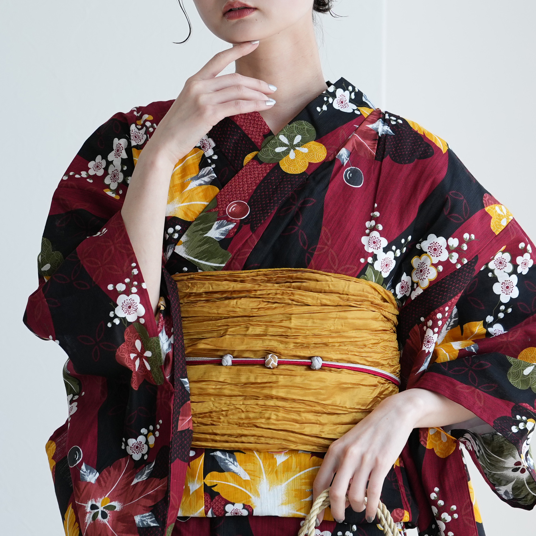 浴衣 レディース セット ニコアンティーク 高級変わり織 浴衣3点セット