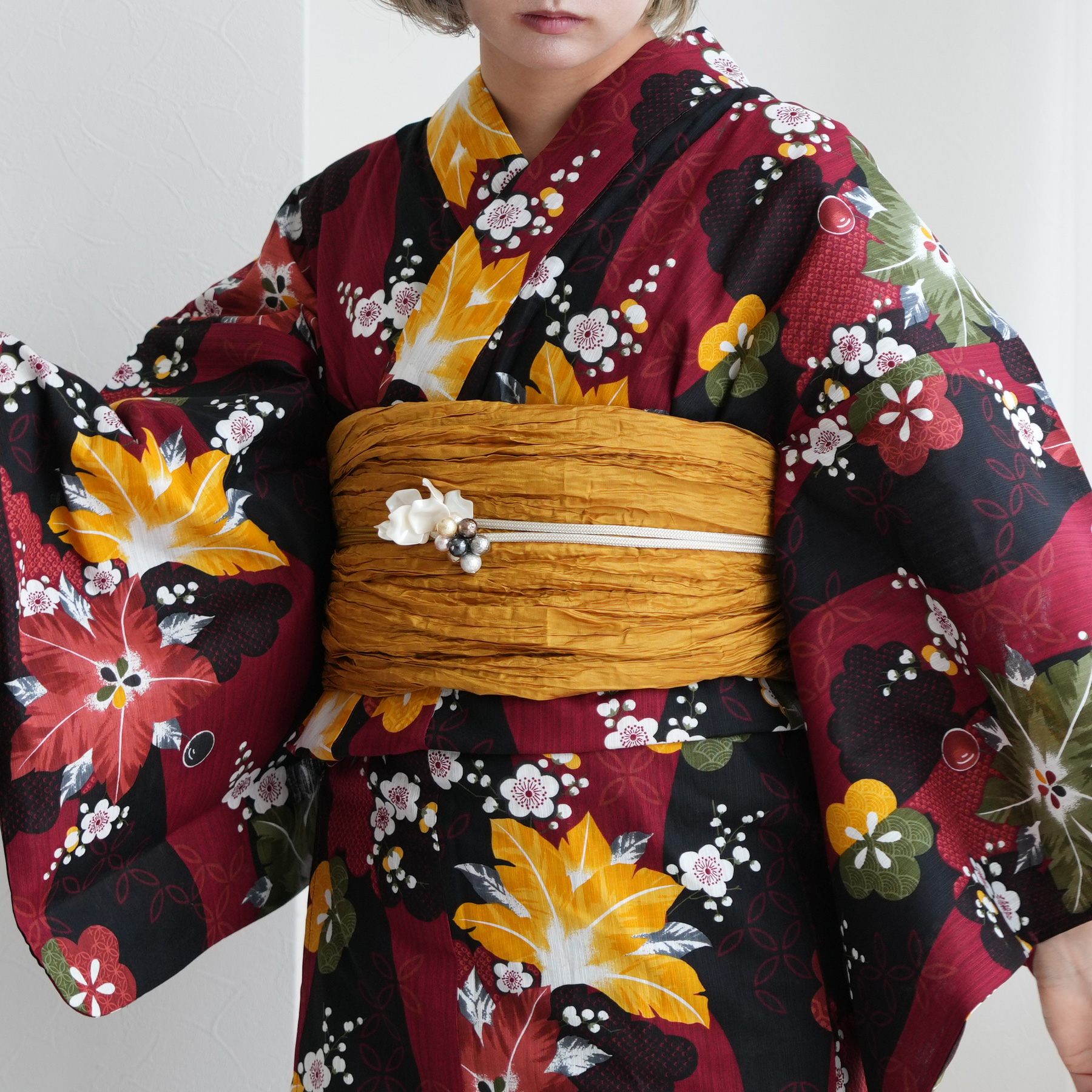 浴衣 レディース セット ニコアンティーク 高級変わり織 浴衣3点
