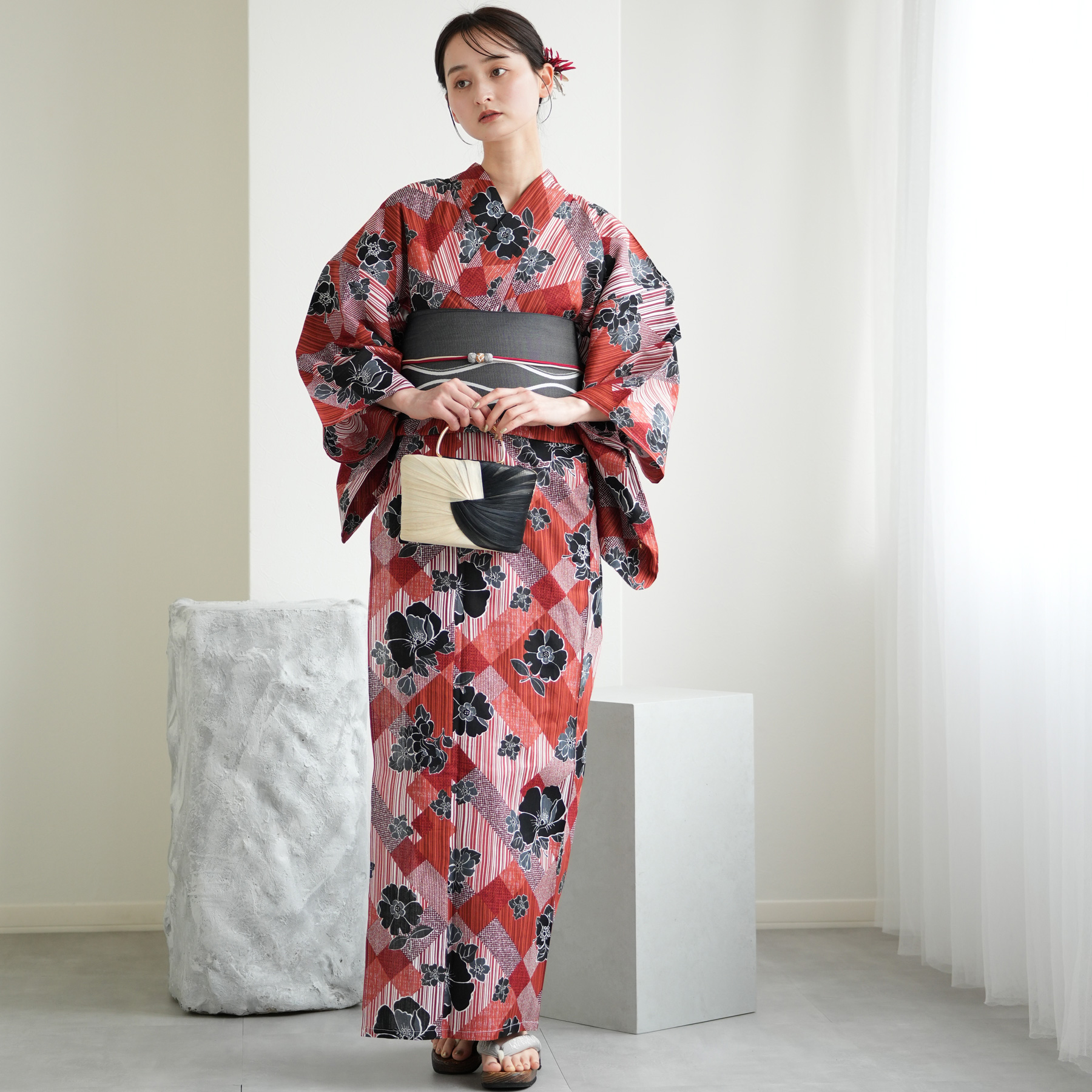 浴衣 レディース セット ニコアンティーク 高級変わり織 浴衣3点