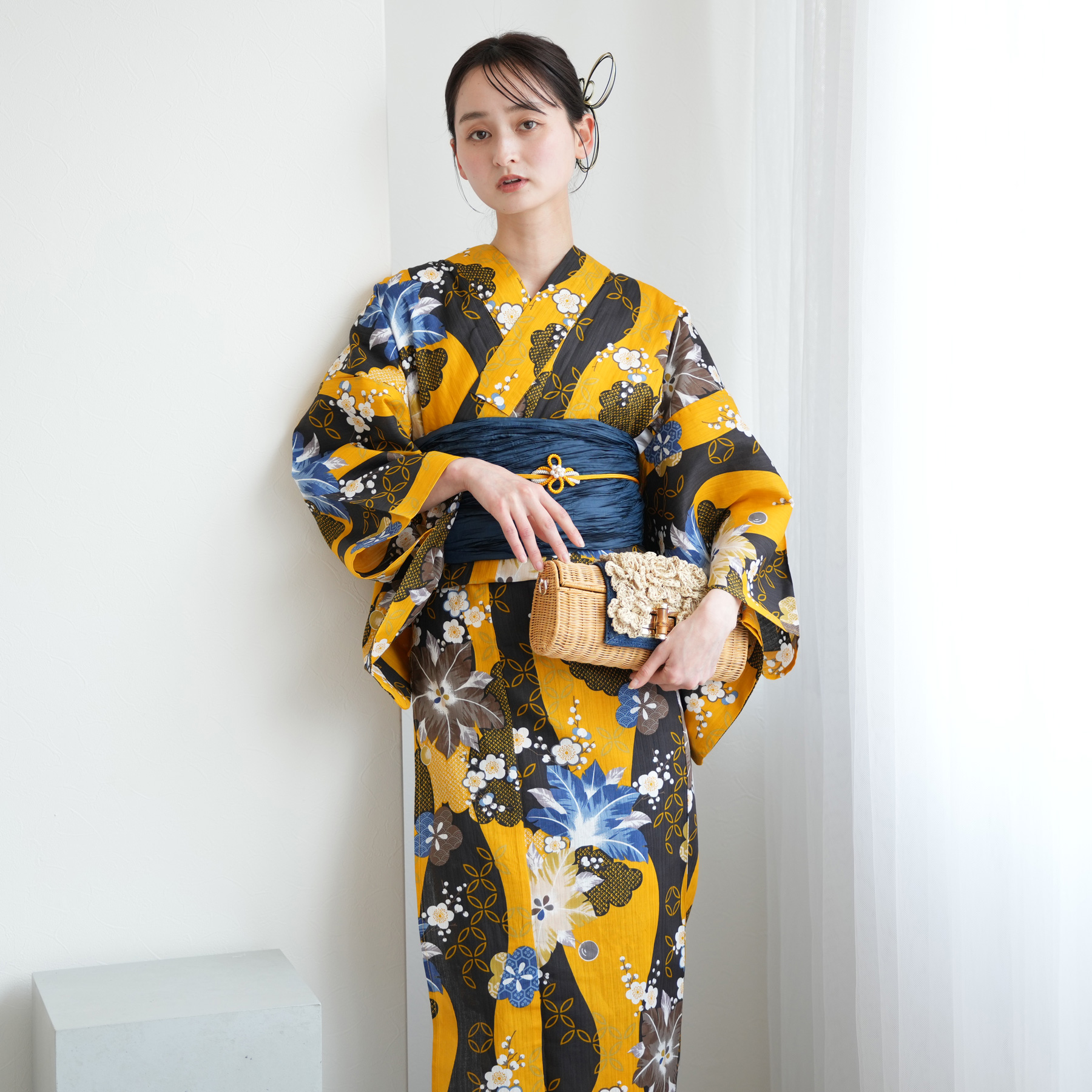 浴衣 レディース セット ニコアンティーク 高級変わり織 浴衣3点