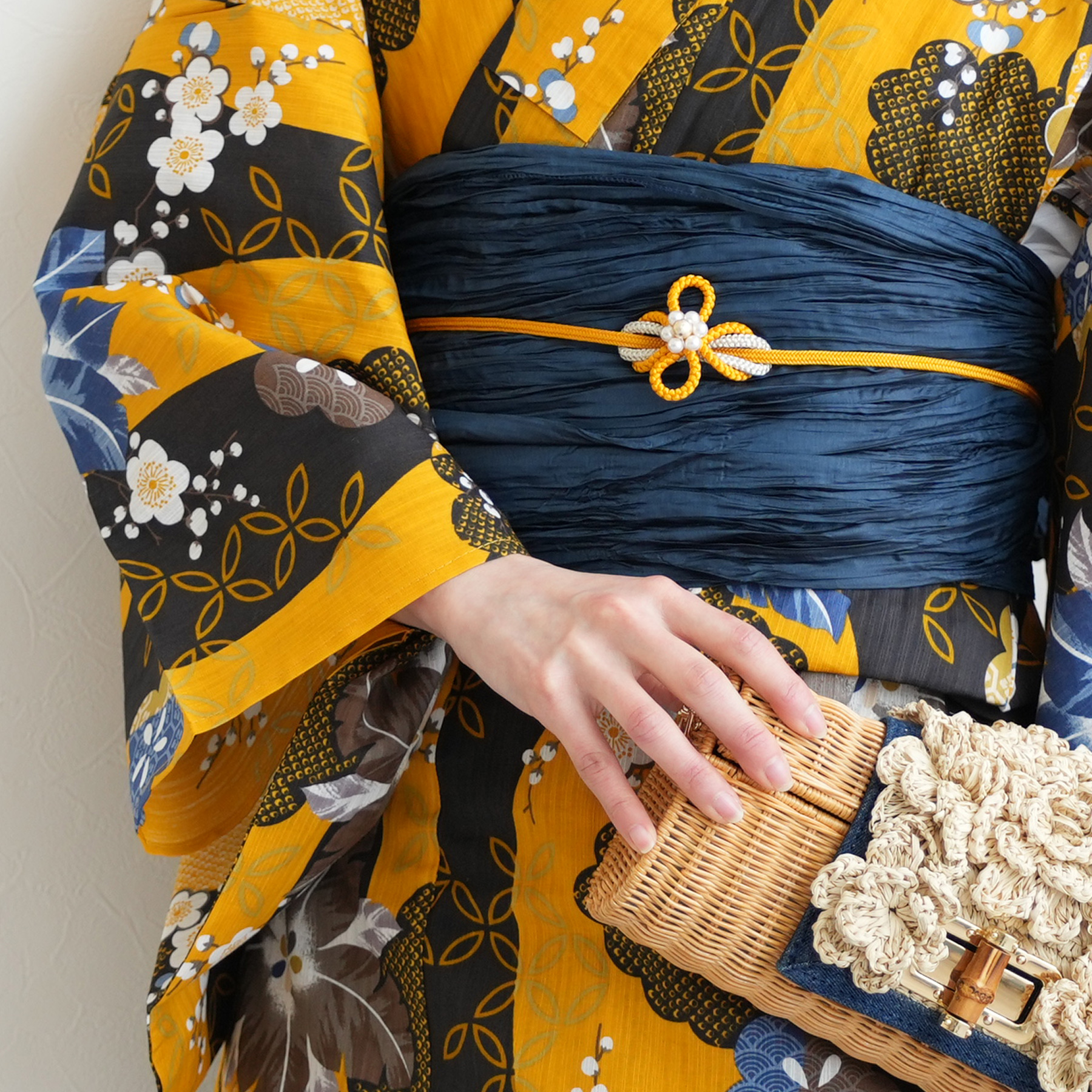新品 Utatane×ニコアンティーク 浴衣セット(帯・下駄) 臙脂 矢絣 花 新品 Utatane×ニコアンティーク 浴衣セット(帯・下駄) 臙脂 矢絣 花