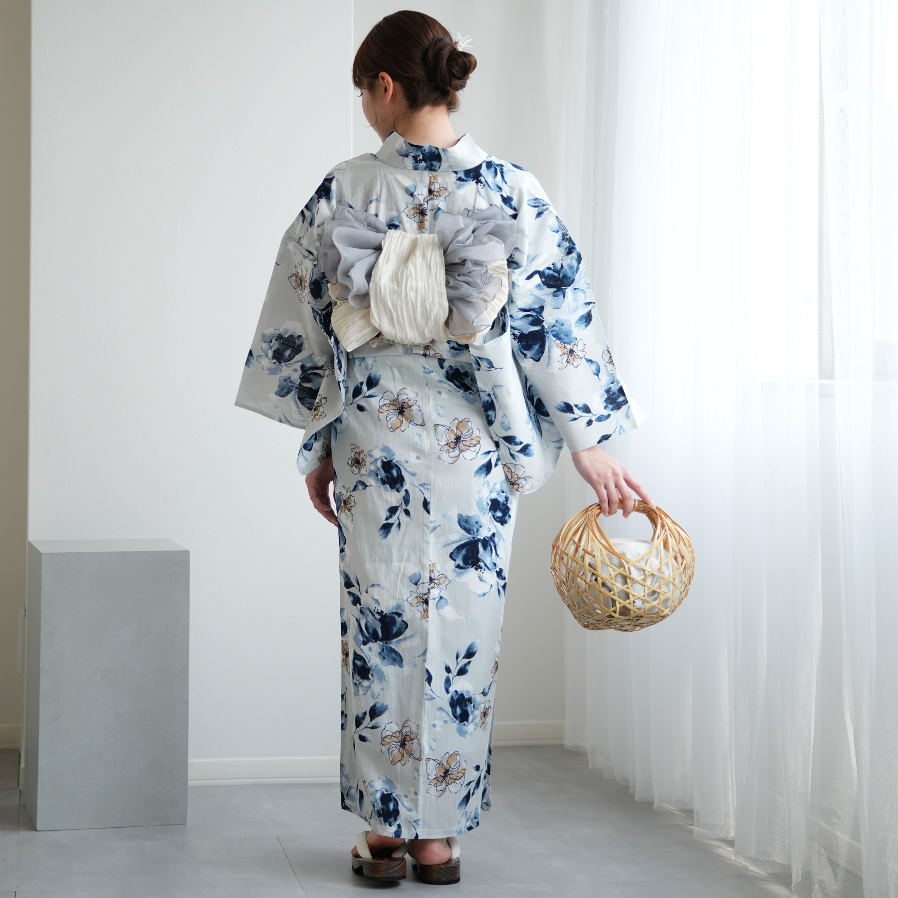 もこ　新品未使用　浴衣　レディース 浴衣 レディース セット ニコアンティーク 浴衣3点セット かすれ