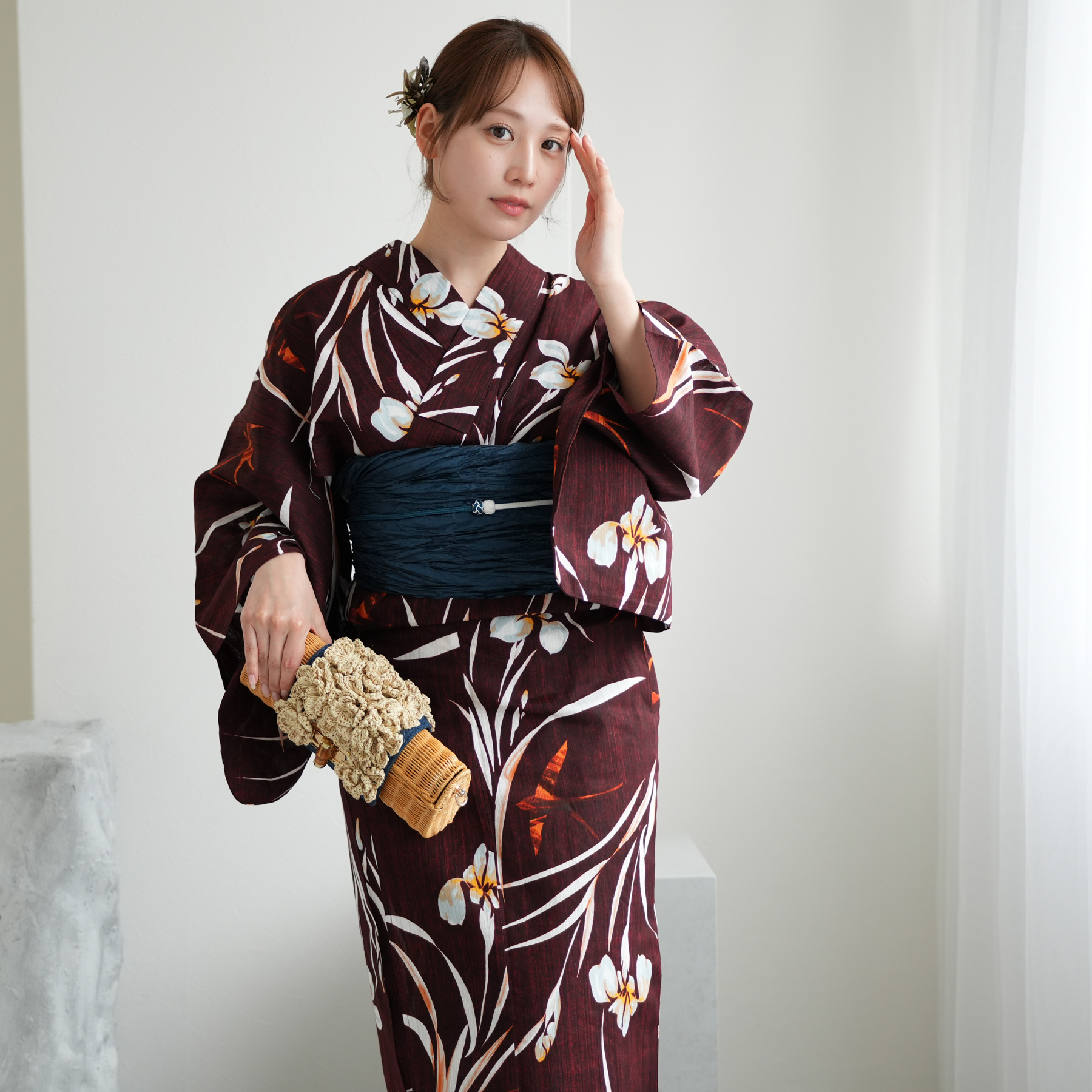 浴衣 レディース セット ニコアンティーク 高級変わり織 浴衣3点