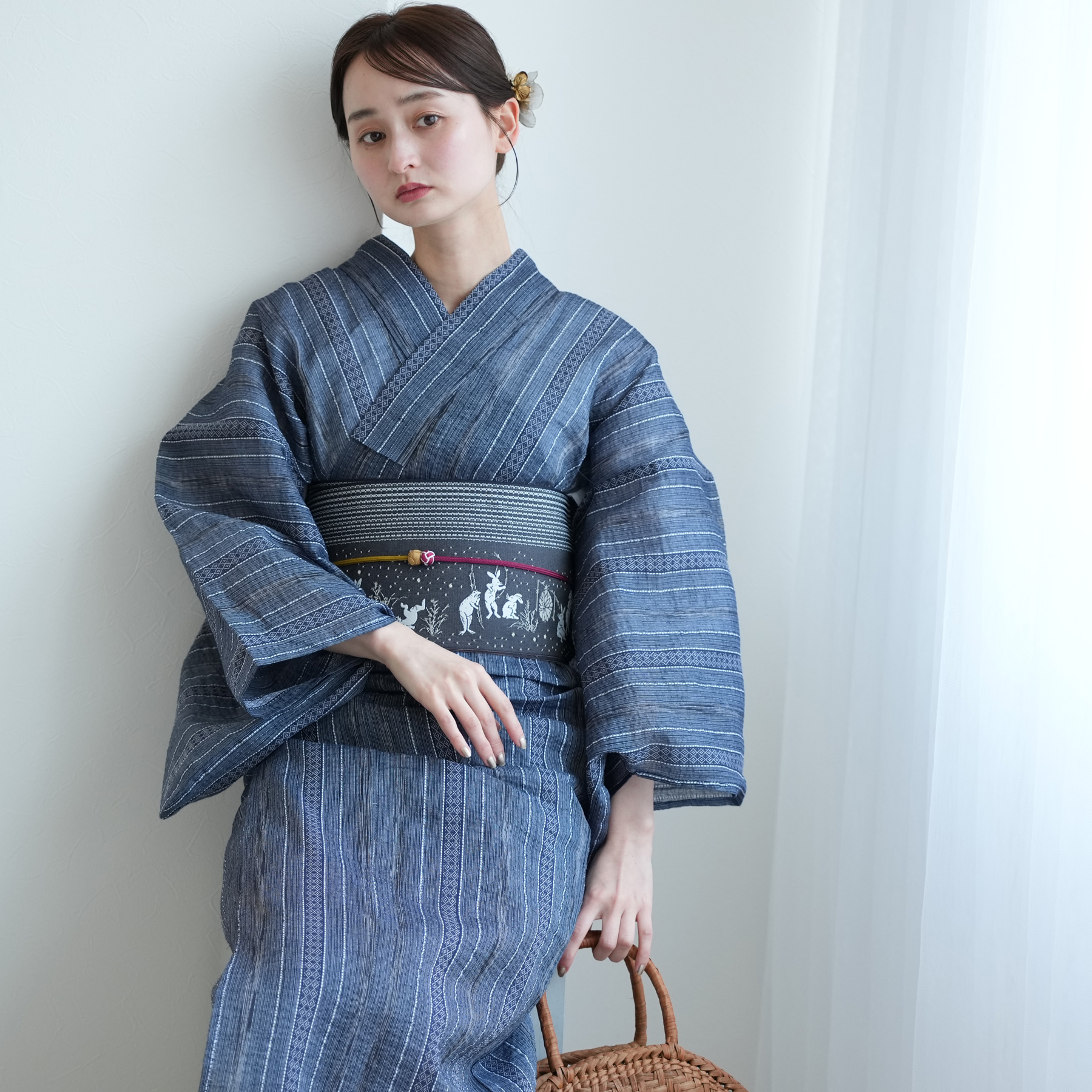 浴衣 レディース セット utatane 綿麻 しじら織 浴衣3点セット
