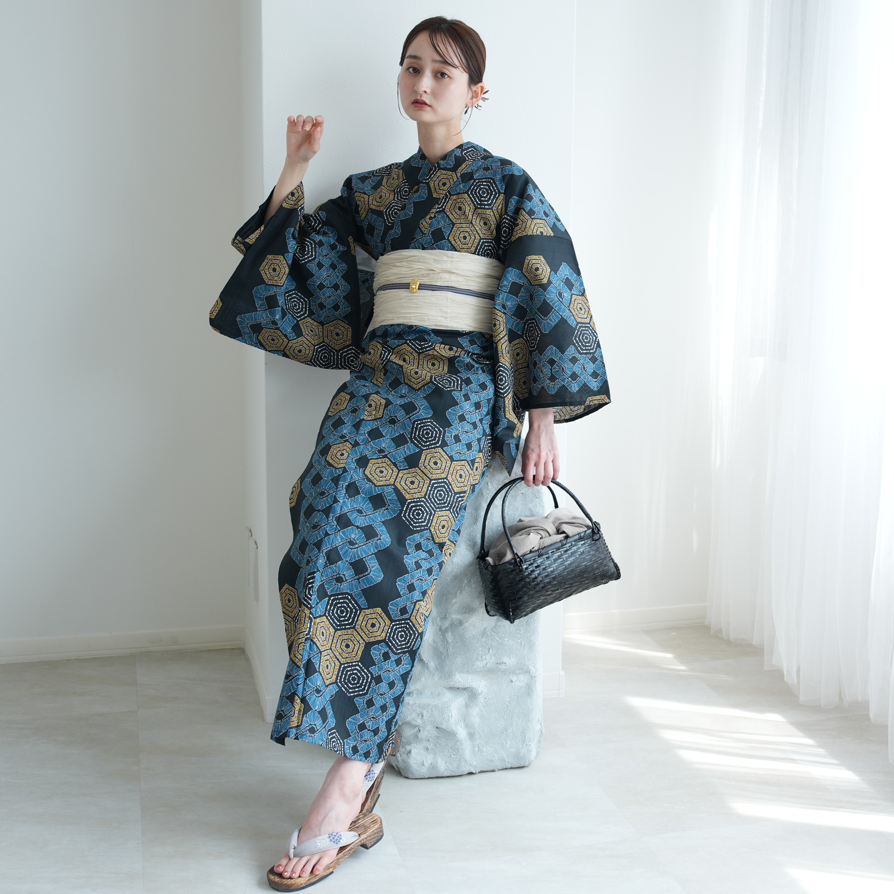 utatane 花柄浴衣・帯セット utatane 浴衣 セット レディース フリーサイズ 3点セット 浴衣/帯/下駄