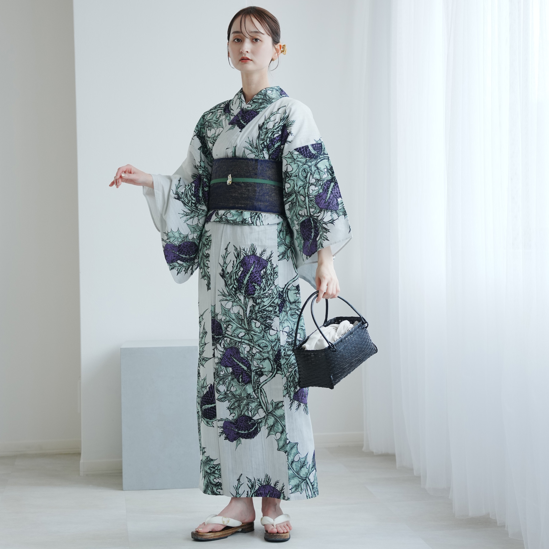 【新品】浴衣　セット 近江ちぢみ 水色　麻100%　日本製　高級浴衣 日本製浴衣セット 新品浴衣 セット 近江ちぢみ 水色 麻100% 日本製