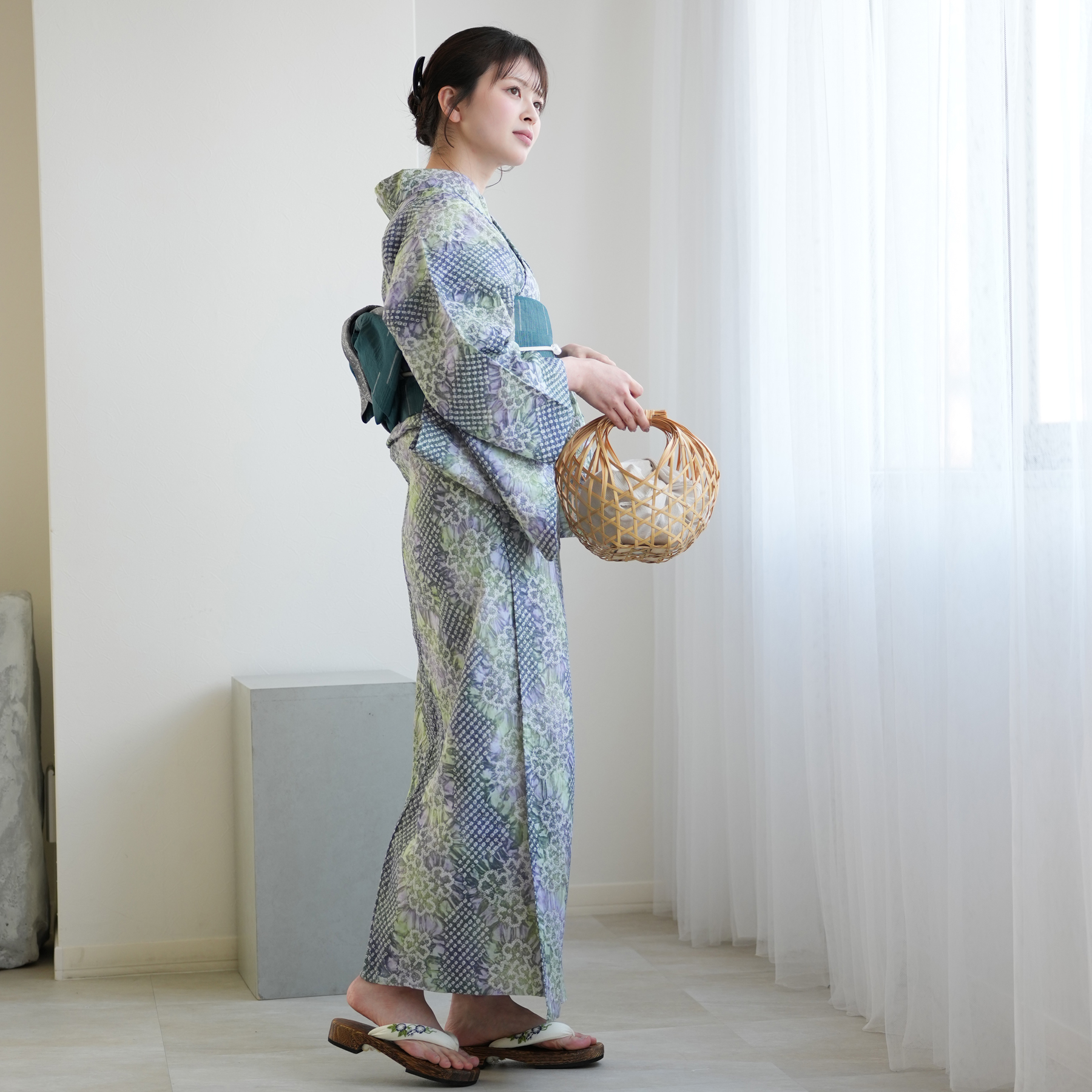 utatane 浴衣 レディース セット 有松絞り 浴衣3点セット 若葉ゆらぎ