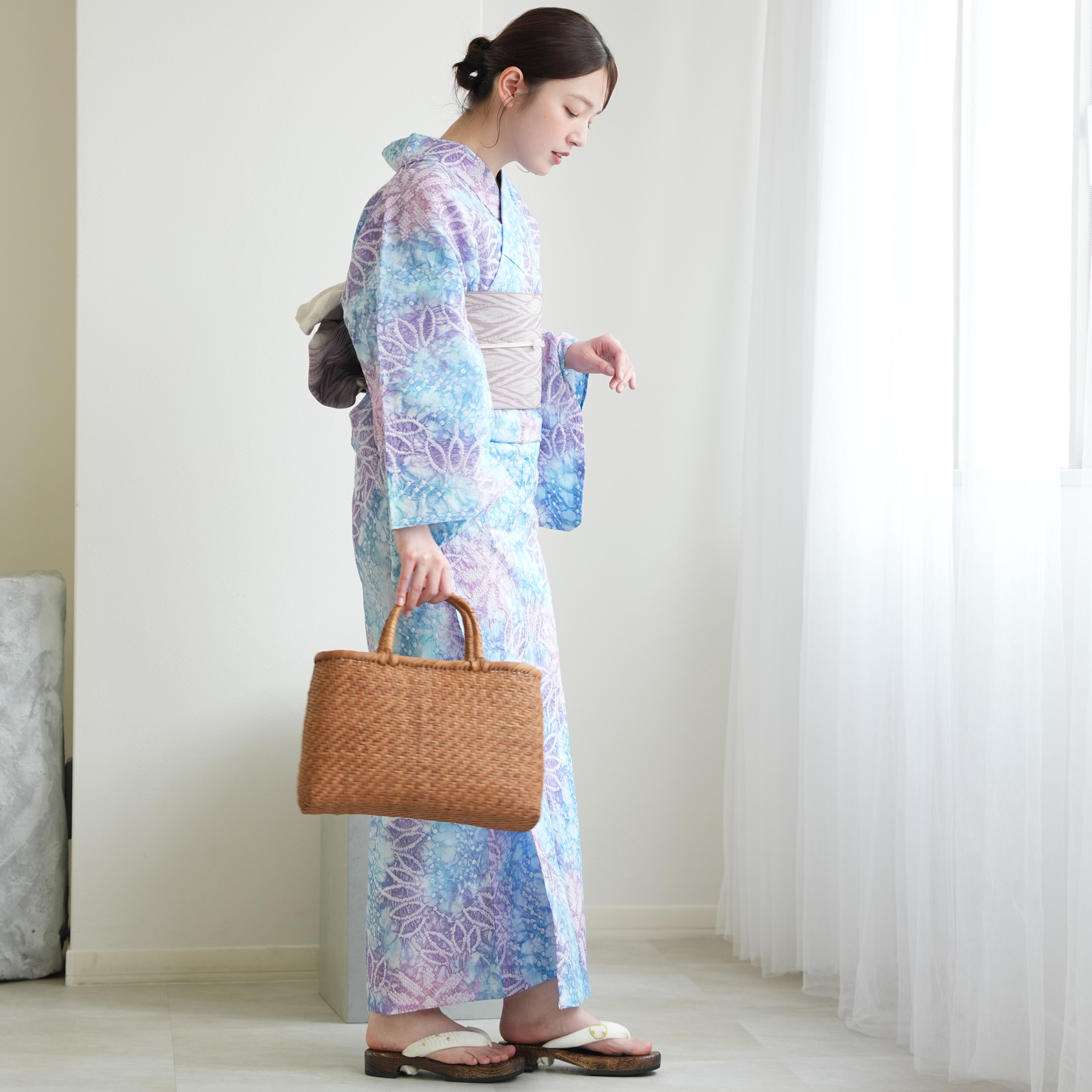 utatane 浴衣 レディース セット 有松絞り 浴衣3点セット 藤雲あそび