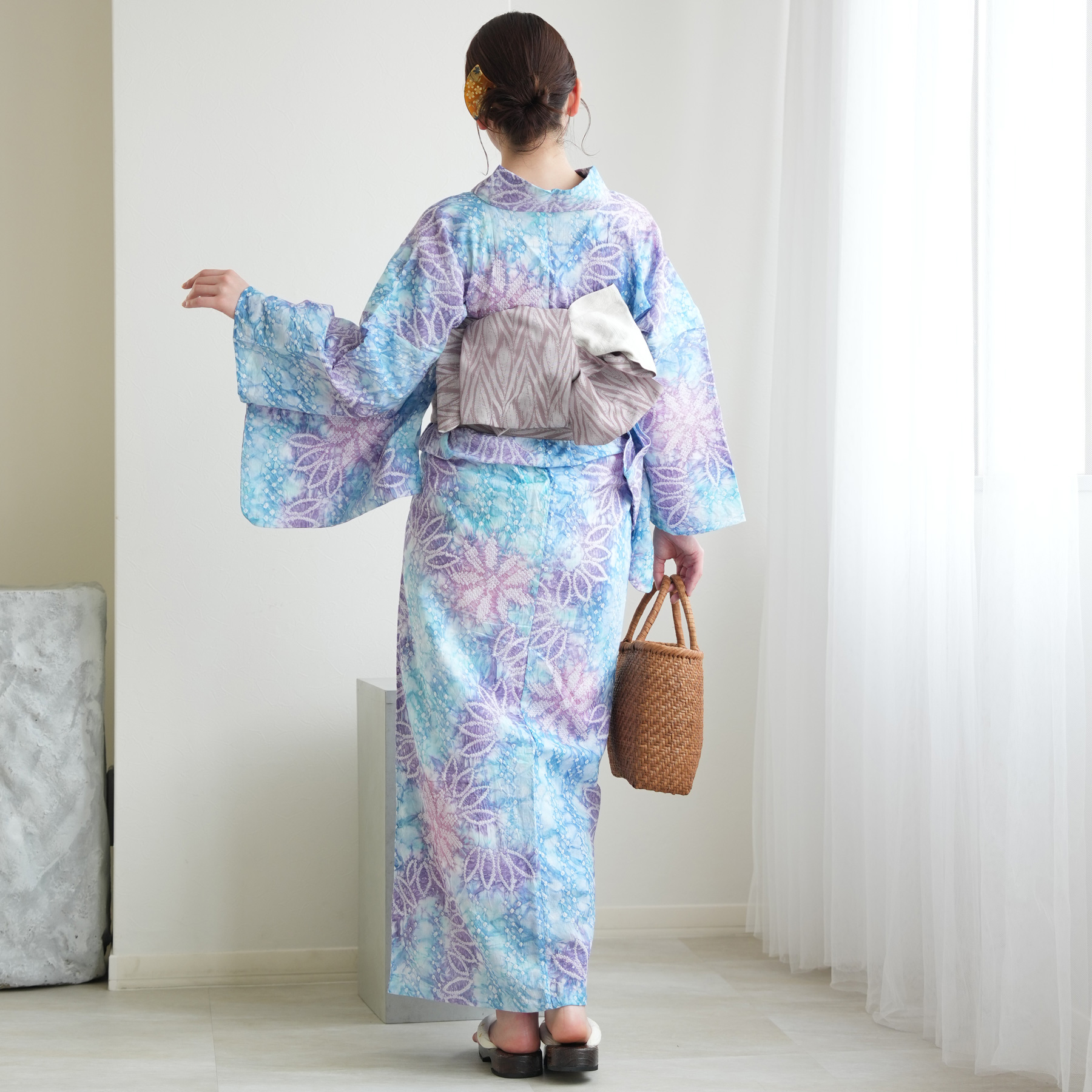utatane 浴衣 レディース セット 有松絞り 浴衣3点セット 藤雲あそび