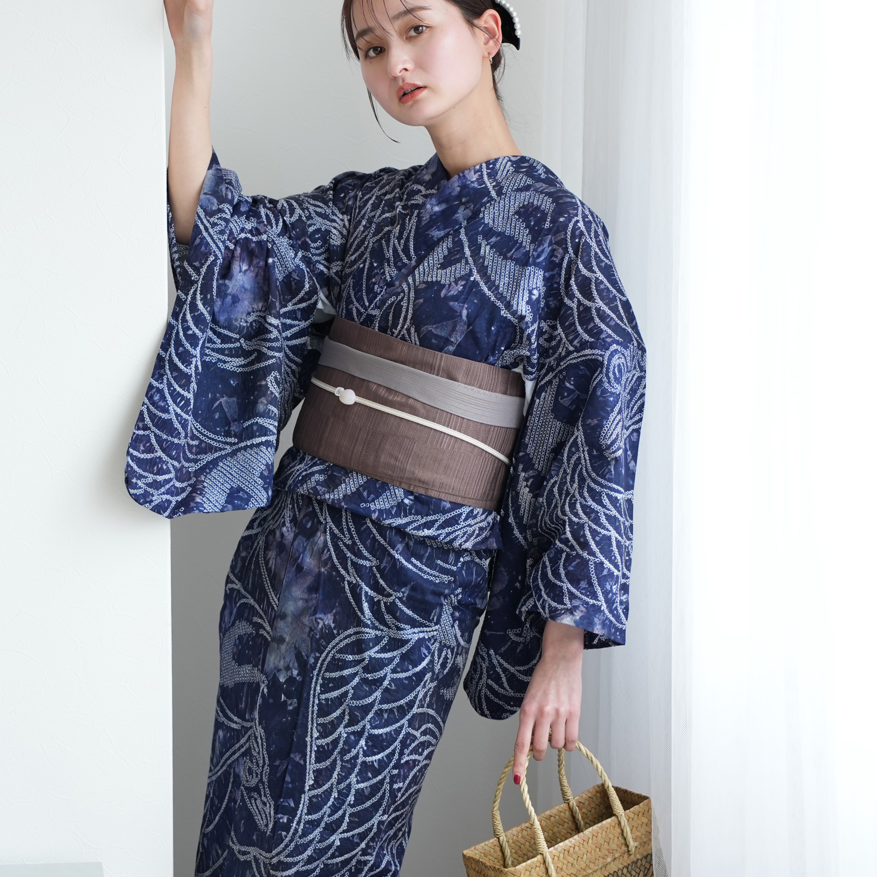 浴衣まとめ売り　7枚　浴衣　絞り柄　アンティーク utatane 浴衣 レディース セット 有松絞り 浴衣3点セット 夜波朱雀