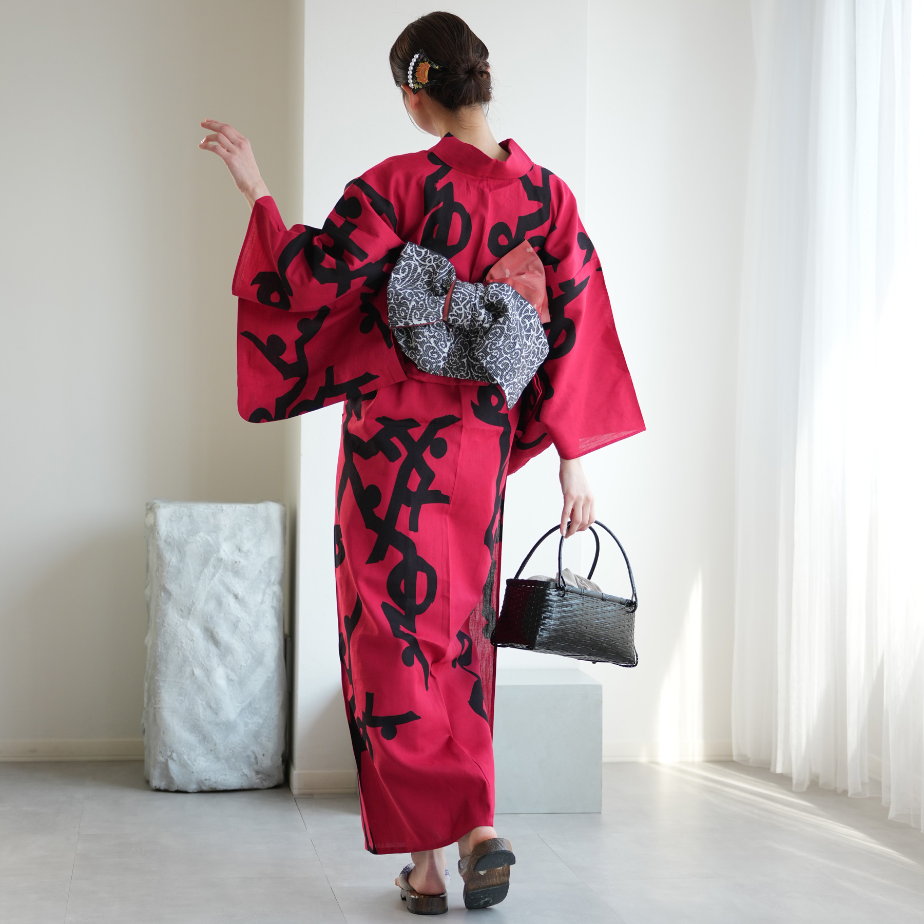 （朱肉専用）utatane 浴衣 帯セット utatane 浴衣 レディース セット × 注染工房 特選 注染浴衣3点セット