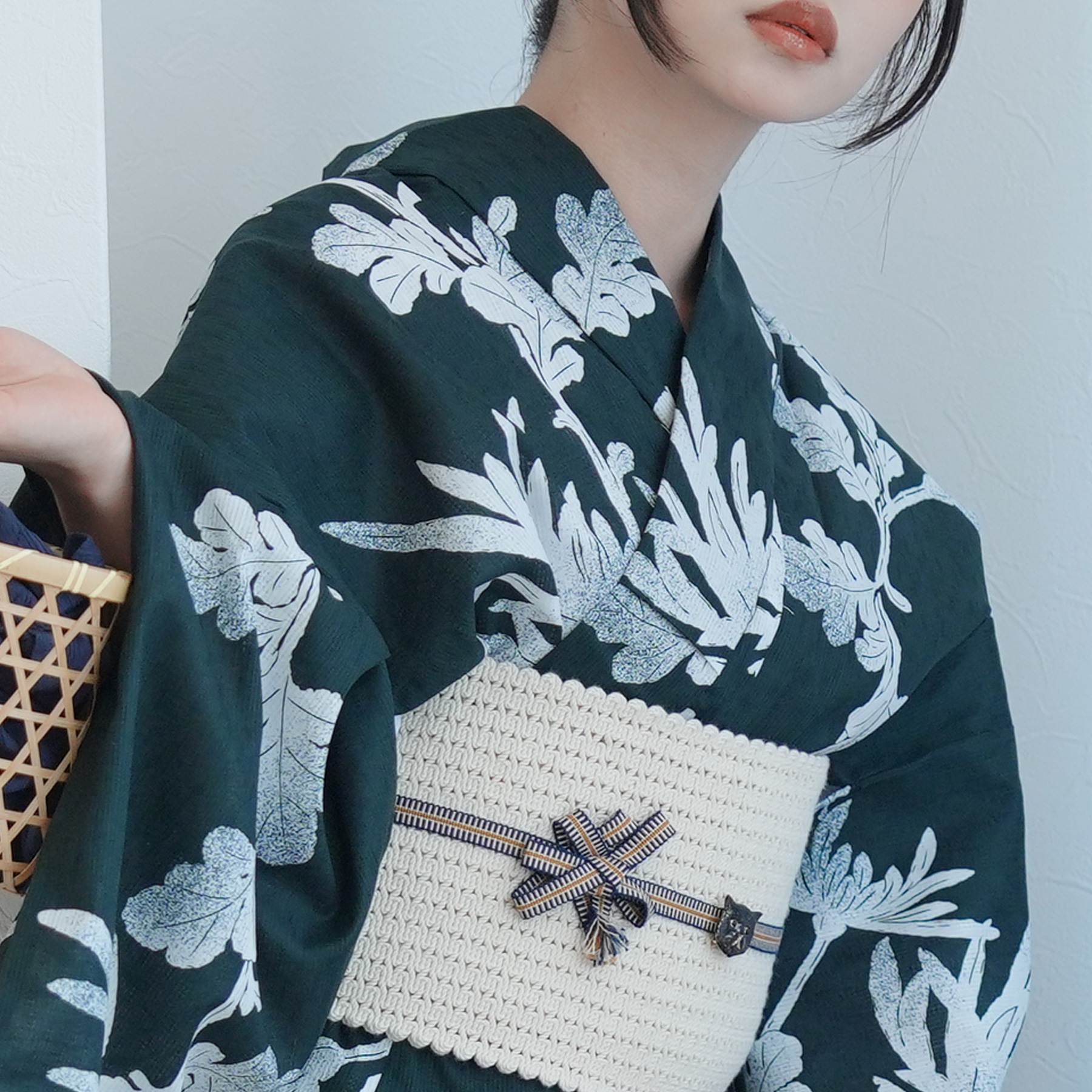 utatane 浴衣 レディース セット 浴衣 3点セット 高級変わり織 錆緑に