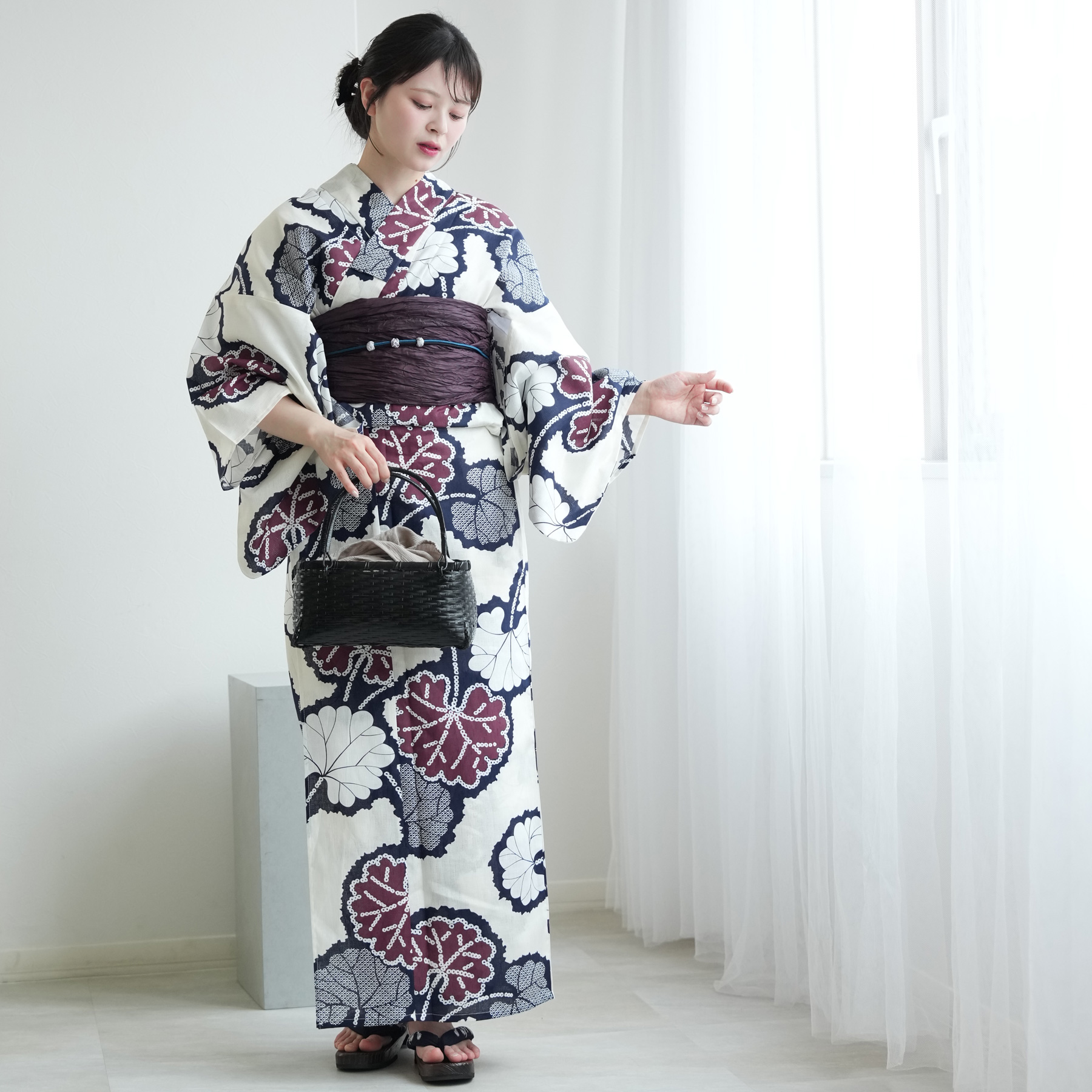 utatane 浴衣 レディース セット 3L utatane 高級変わり織 浴衣3点