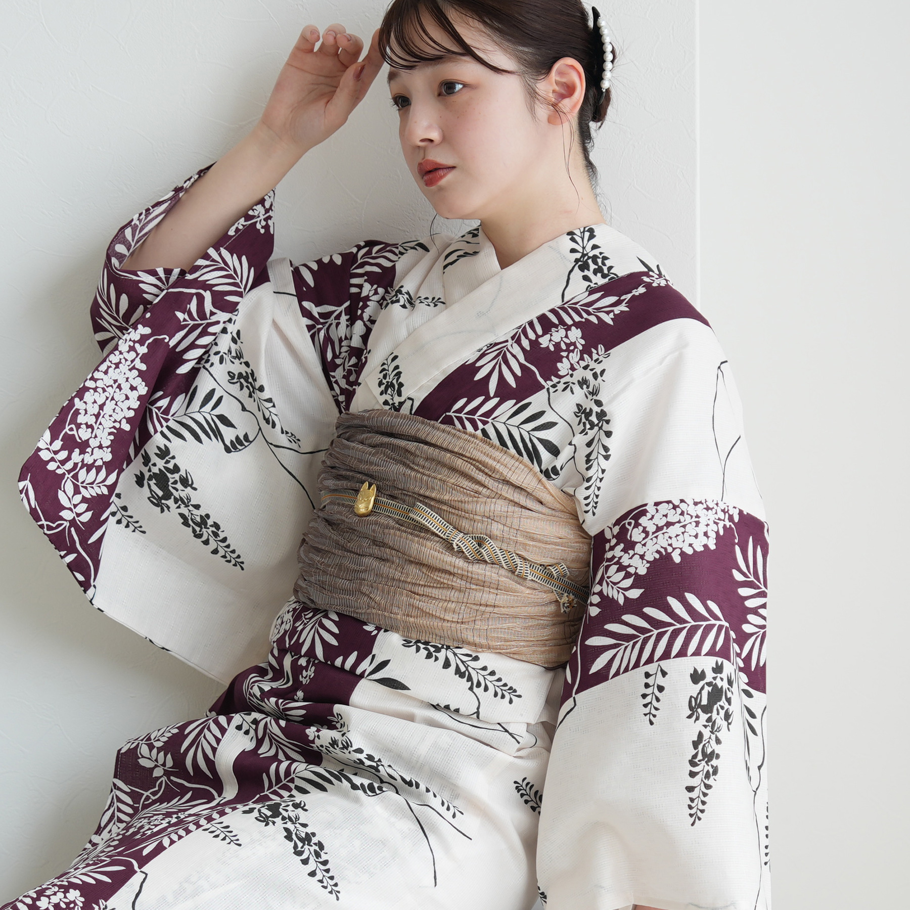 utatane 浴衣 レディース セット 浴衣 3点セット 高級変わり織 紫の