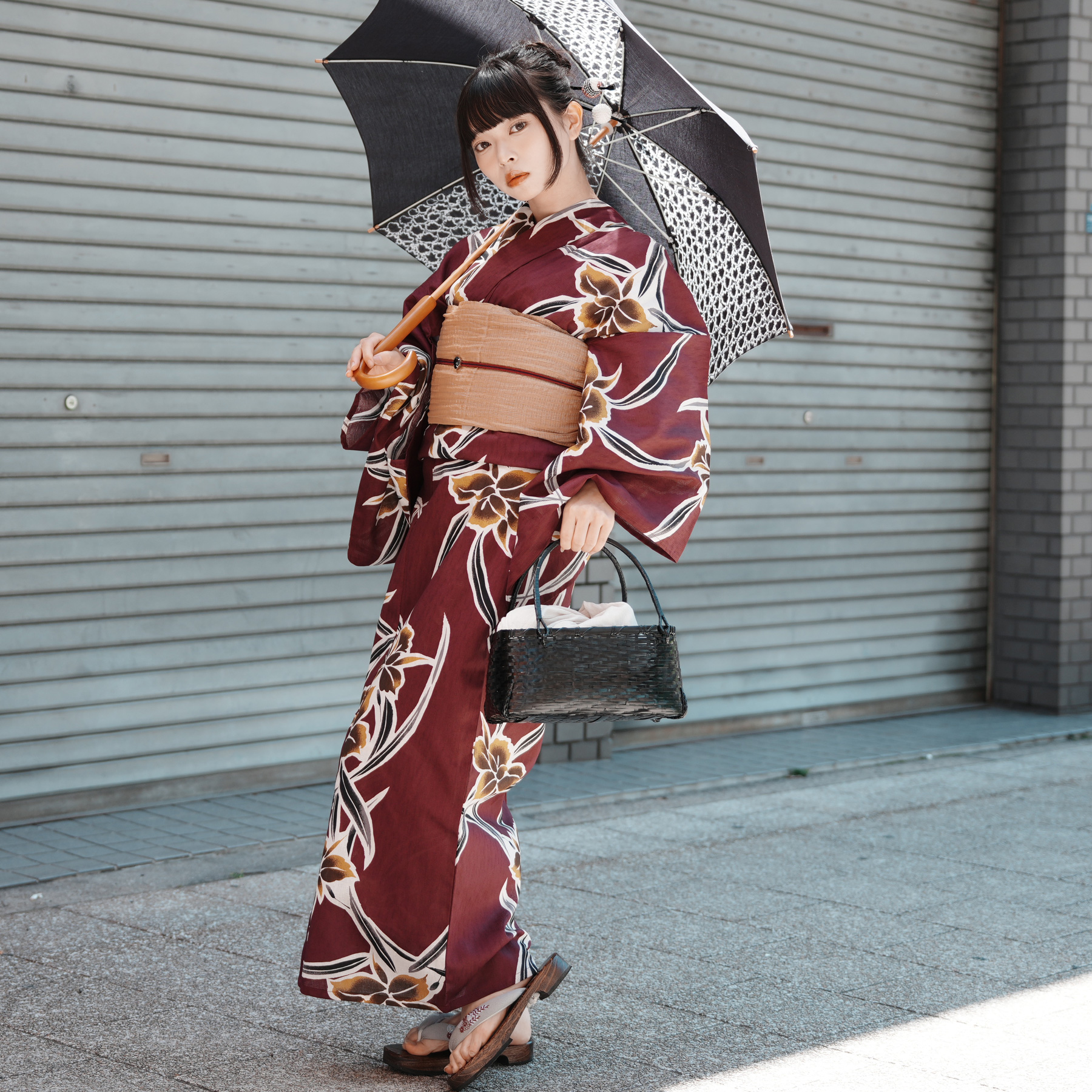 utatane 浴衣 レディース セット 浴衣 3点セット 高級変わり織 紫に