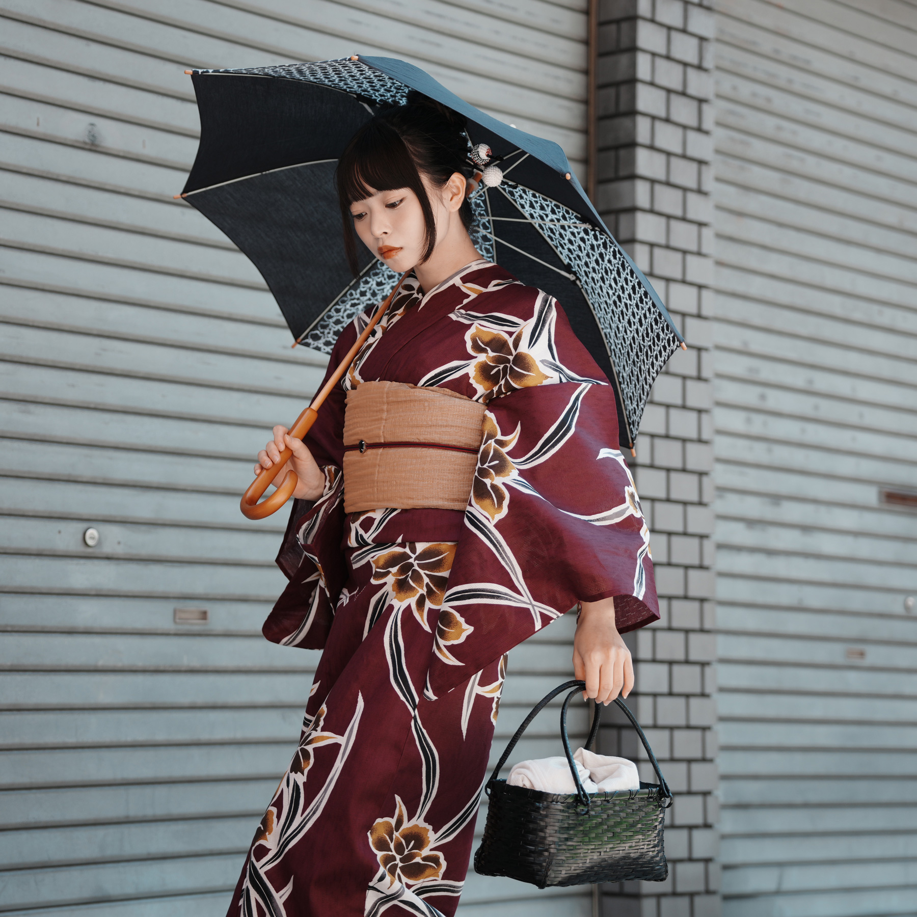 utatane 浴衣 レディース セット 浴衣 3点セット 高級変わり織 紫に