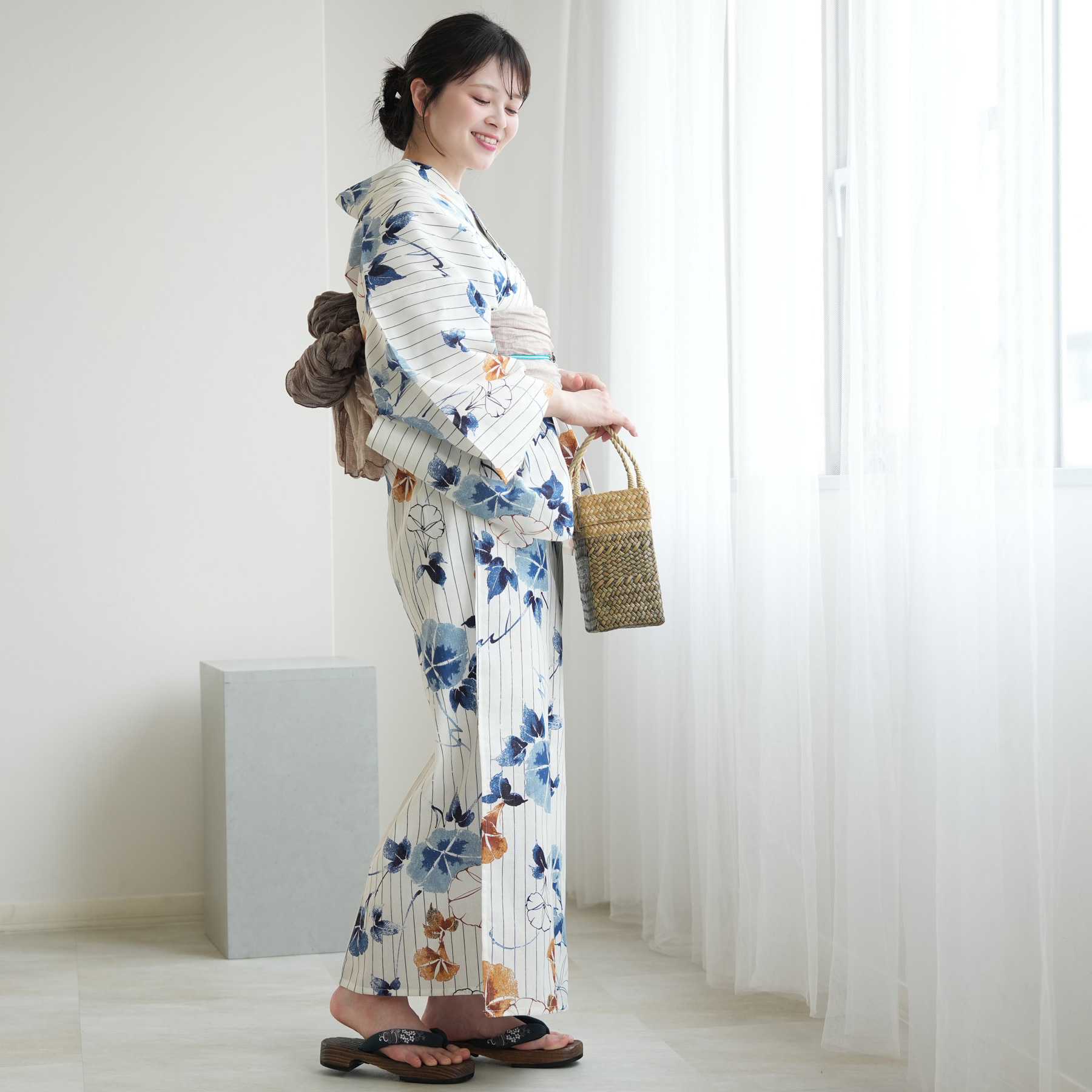 utatane 浴衣 レディース セット 高級変わり織 浴衣3点セット つゆくさ