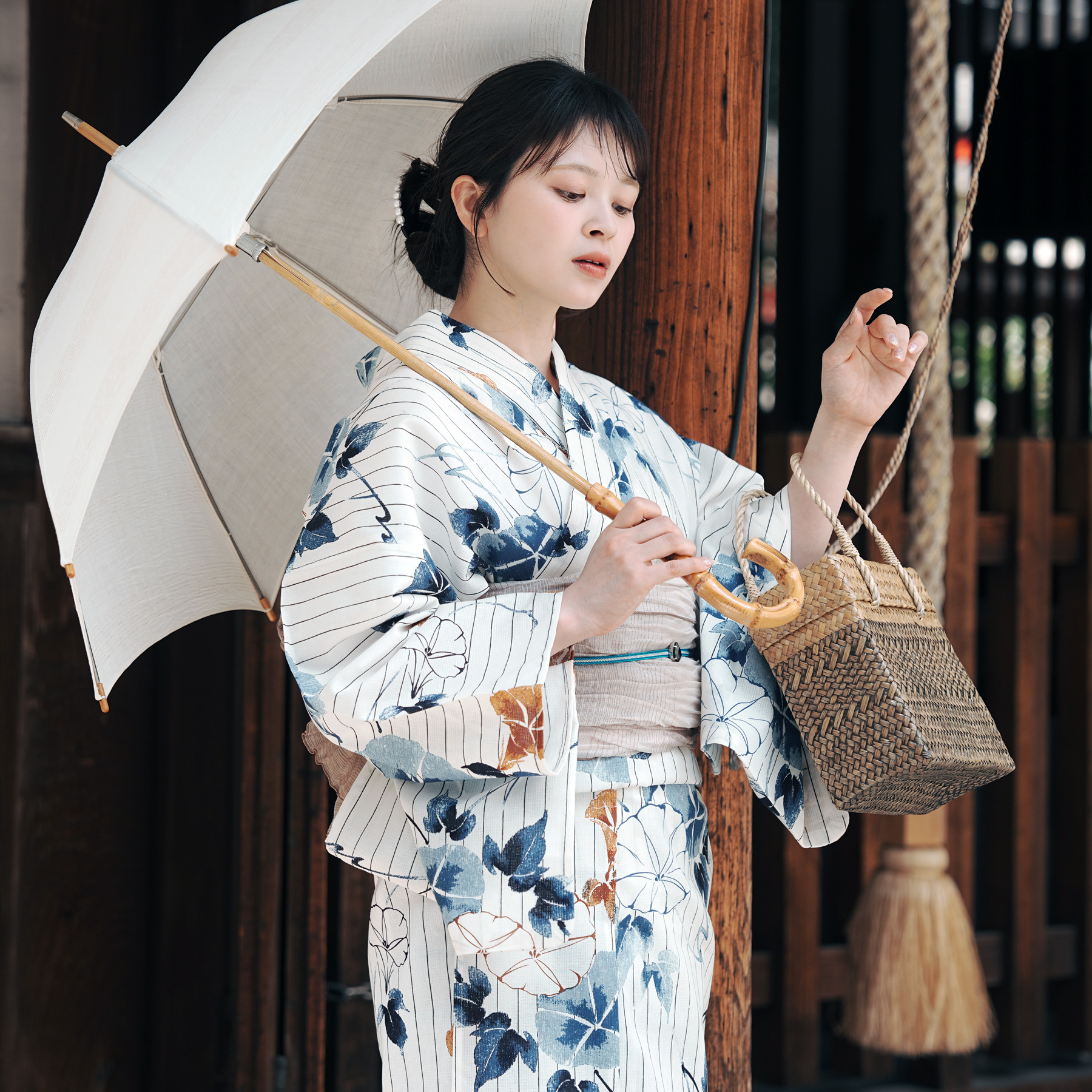 utatane 浴衣 レディース セット 高級変わり織 浴衣3点セット つゆくさ
