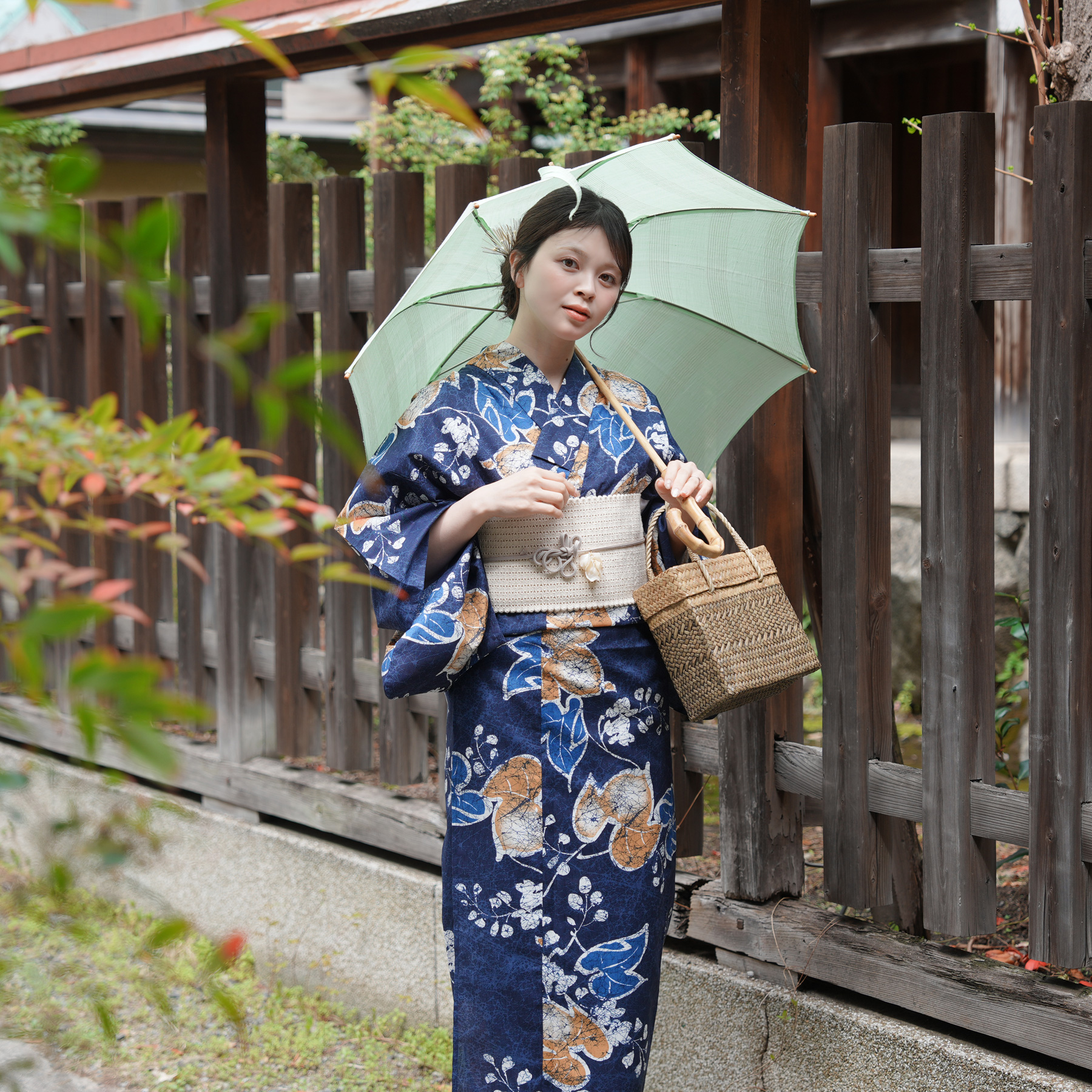 utatane 浴衣 レディース セット 浴衣 3点セット 高級変わり織 葡萄葉