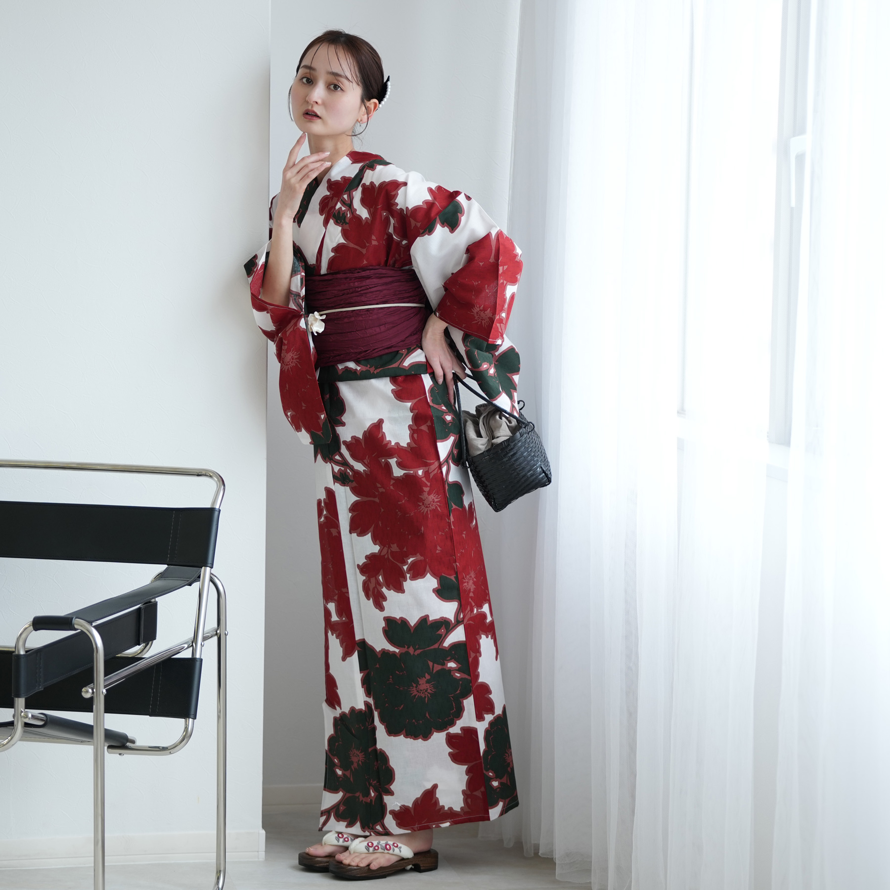 utatane 浴衣 レディース セット 高級変わり織 浴衣3点セット 緋の記憶