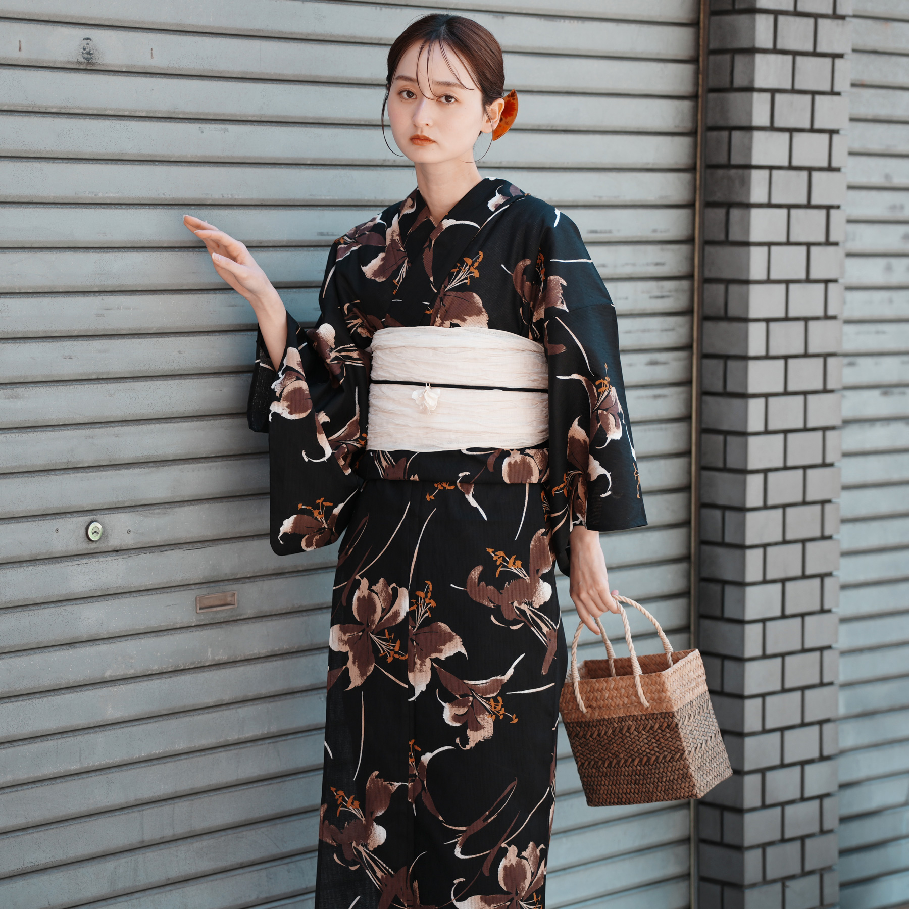 utatane 浴衣 レディース セット 高級変わり織 浴衣3点セット 鉄紺に