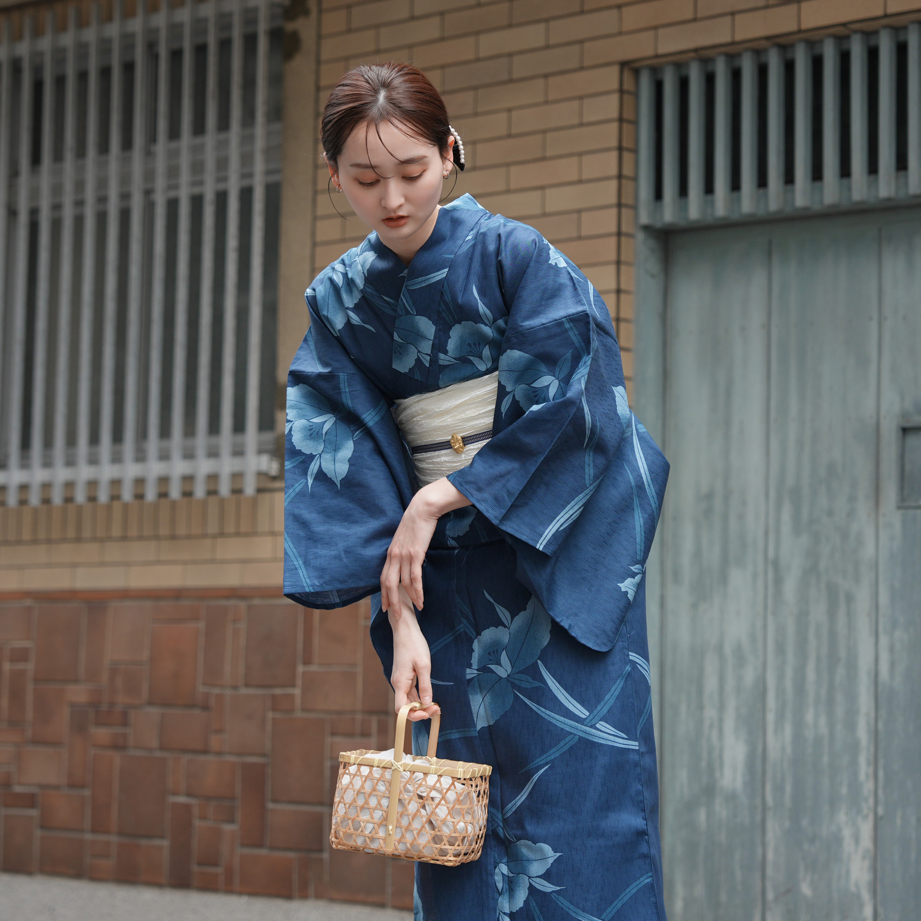 utatane 浴衣 レディース セット 浴衣 3点セット 高級変わり織 鉄紺に