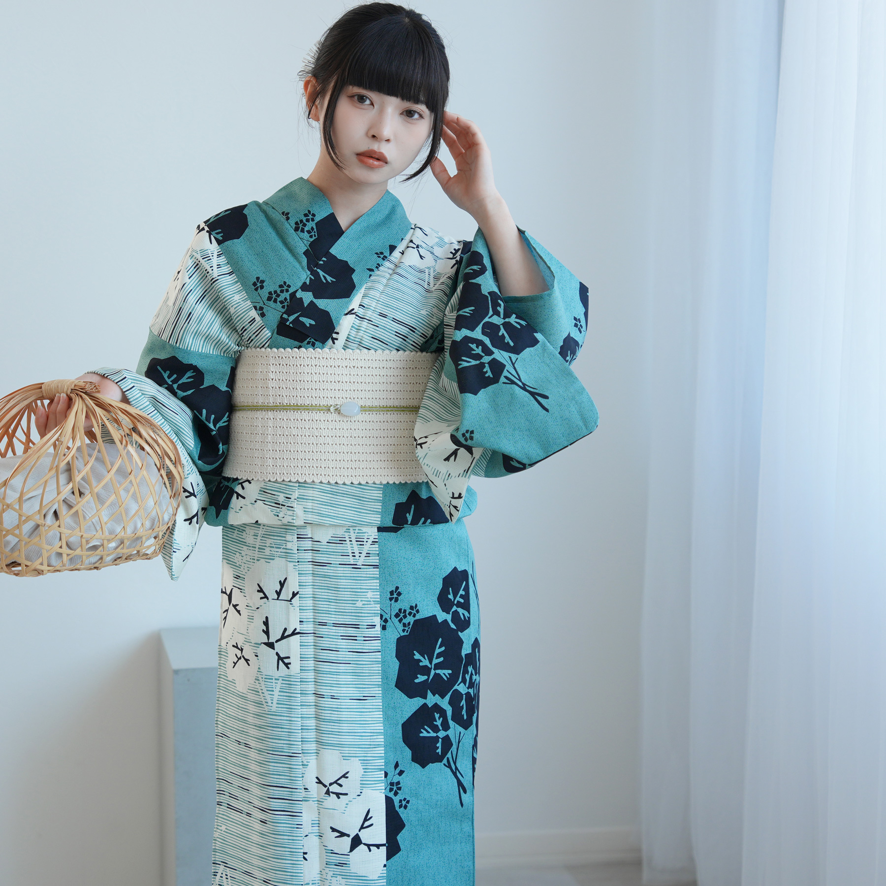 utatane 浴衣 レディース セット 浴衣 3点セット 高級変わり織 ミント