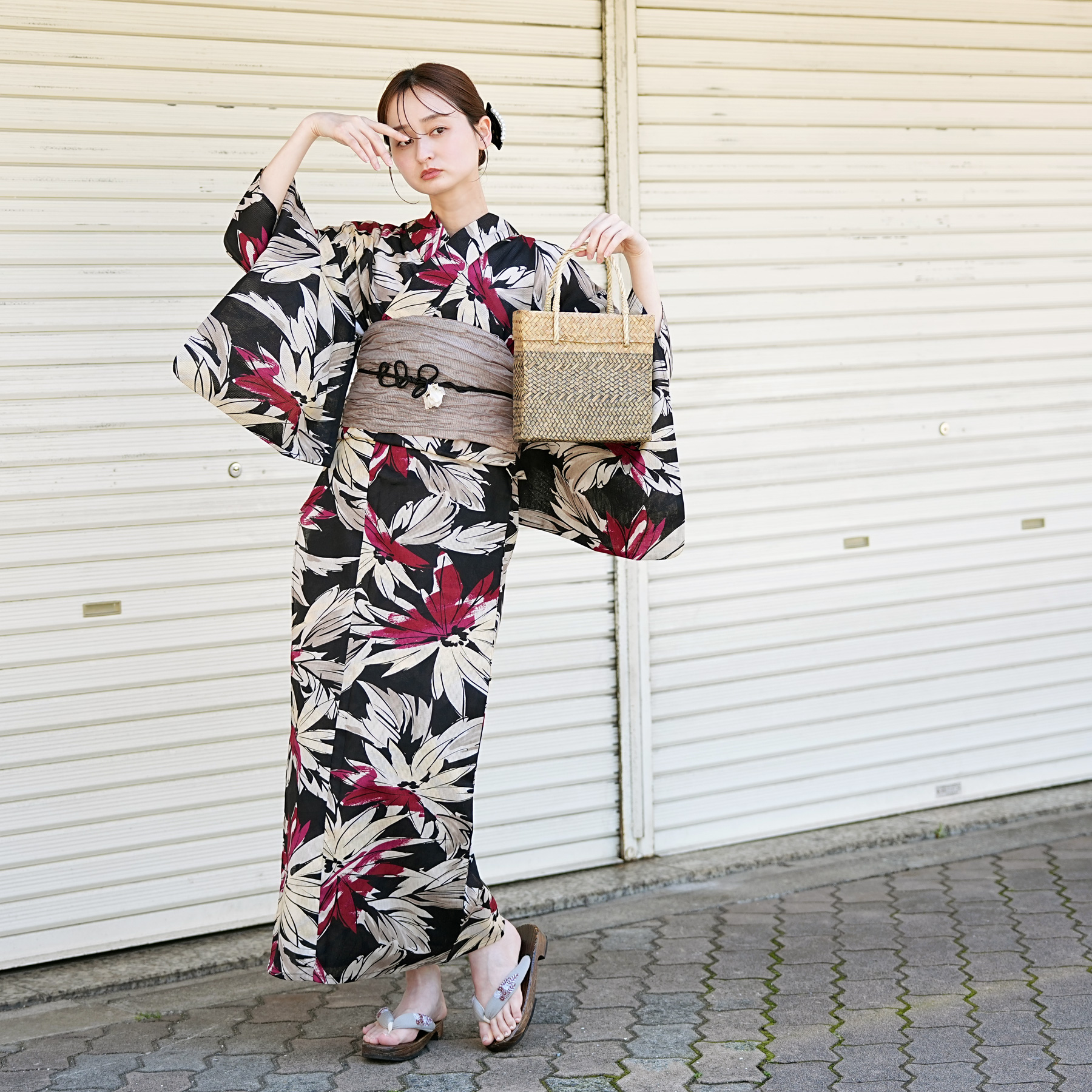 utatane 浴衣 レディース セット 浴衣 3点セット 高級変わり織 深紅の