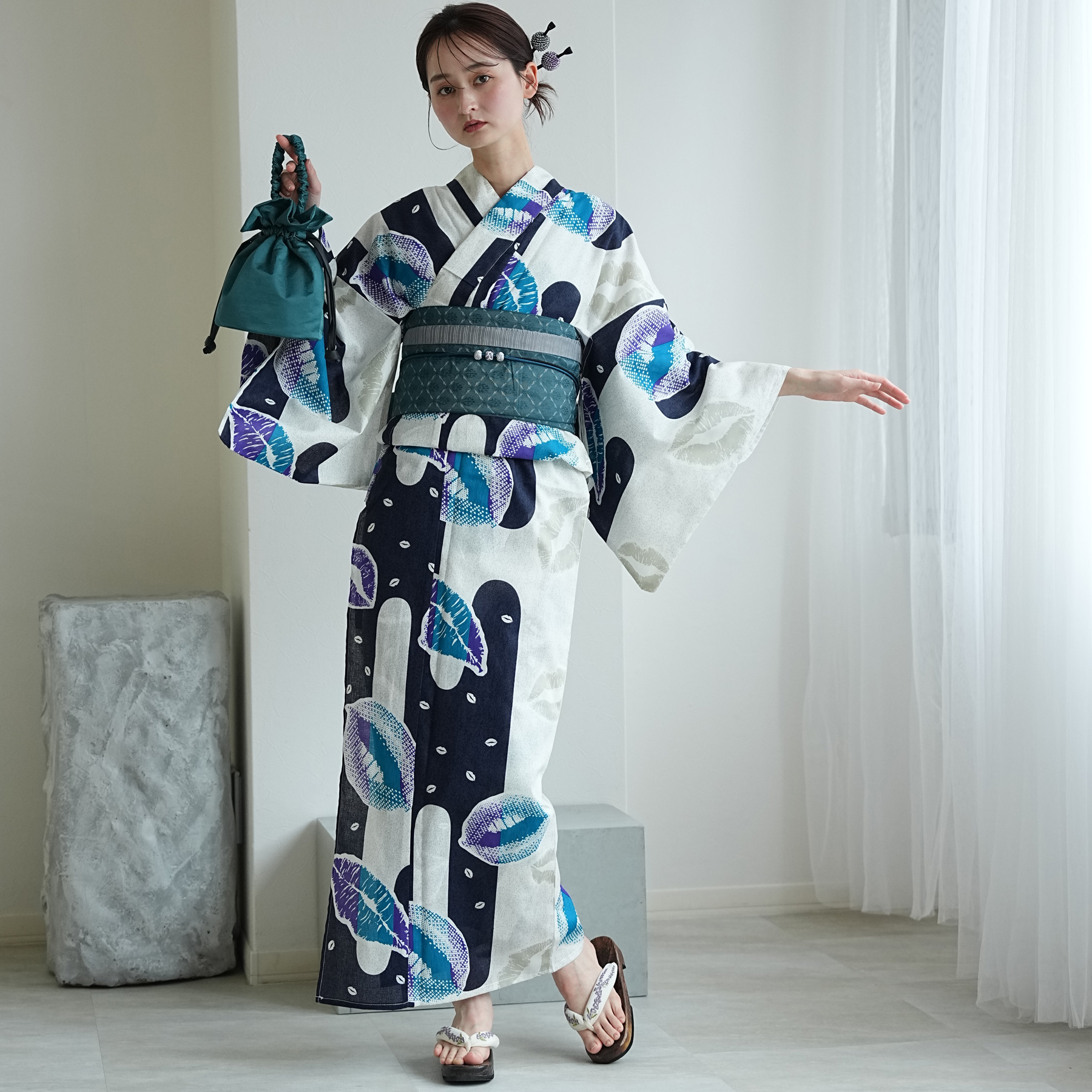 浴衣 レディース セット トールサイズ ニコアンティーク 3点セット